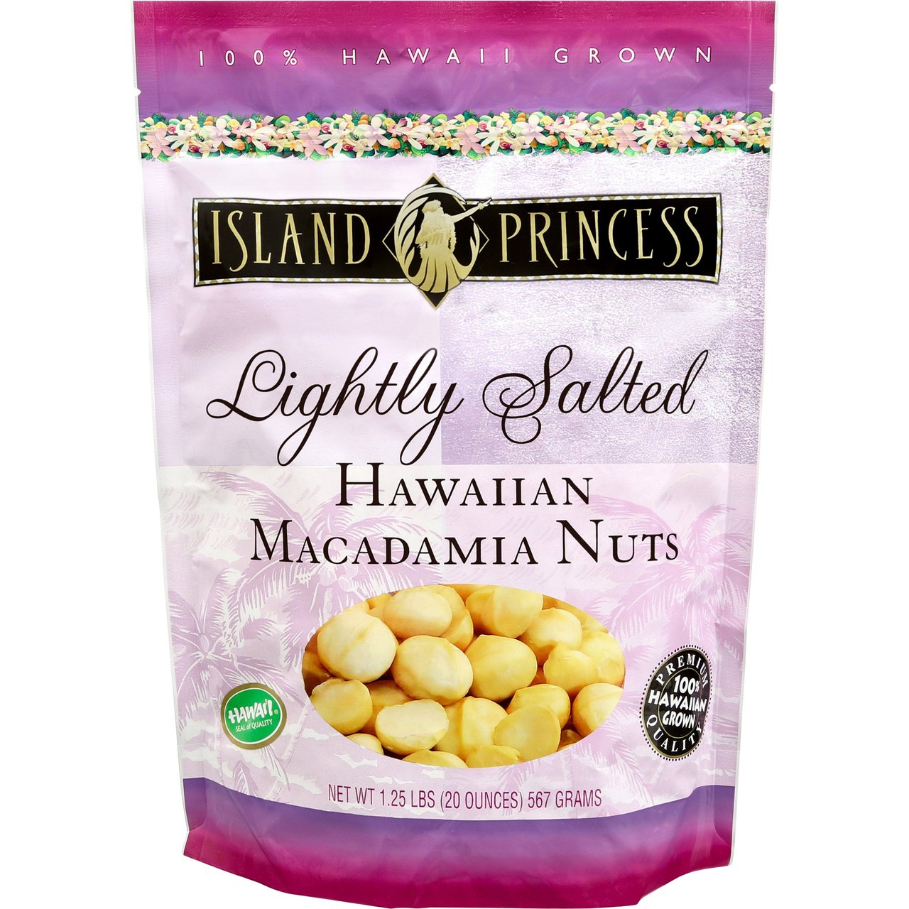 ISLAND PRINCESS SALTED MACADAMIA NUTS NET WT 1.25 LBS
