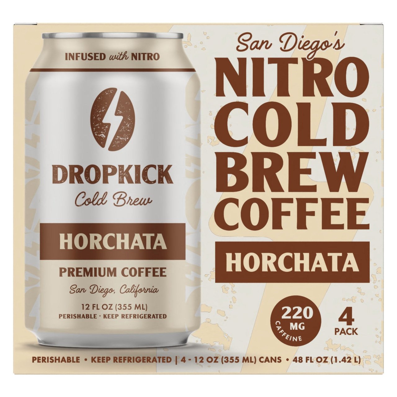 DropKick Nitro Cold Brew Horchata Coffee, 4-Pack / 12 oz Cans - Image 1