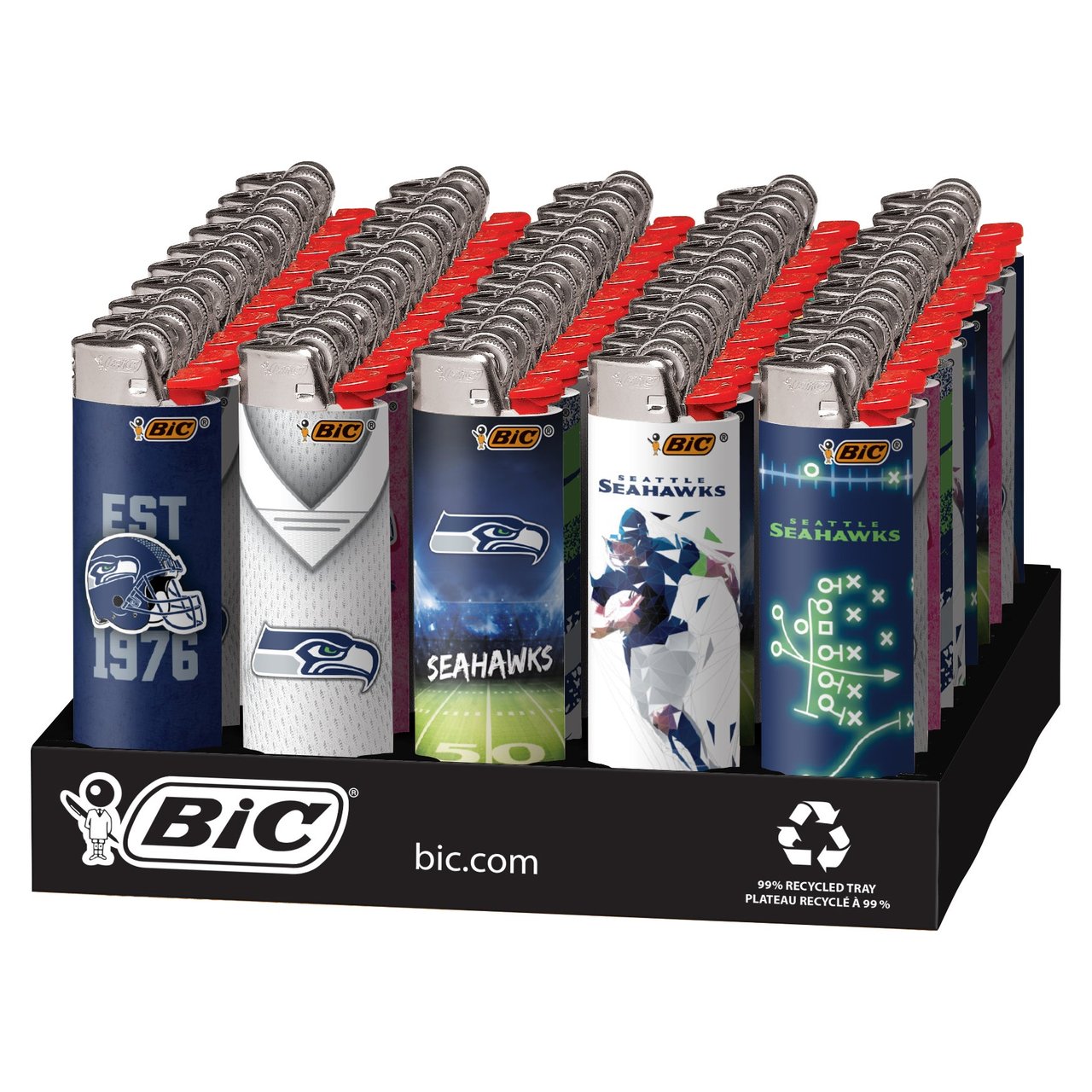 BIC Lighters NFL Seattle Seahawks 50 CT Tray