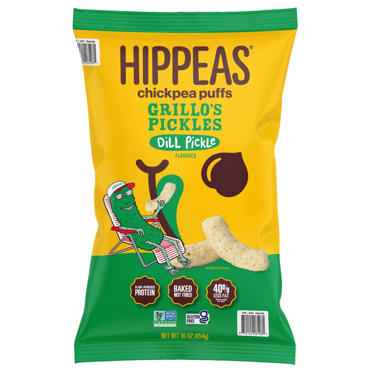 Hippeas Grillo's Dill Pickle Chickpea Puffs 16 oz - Image 1