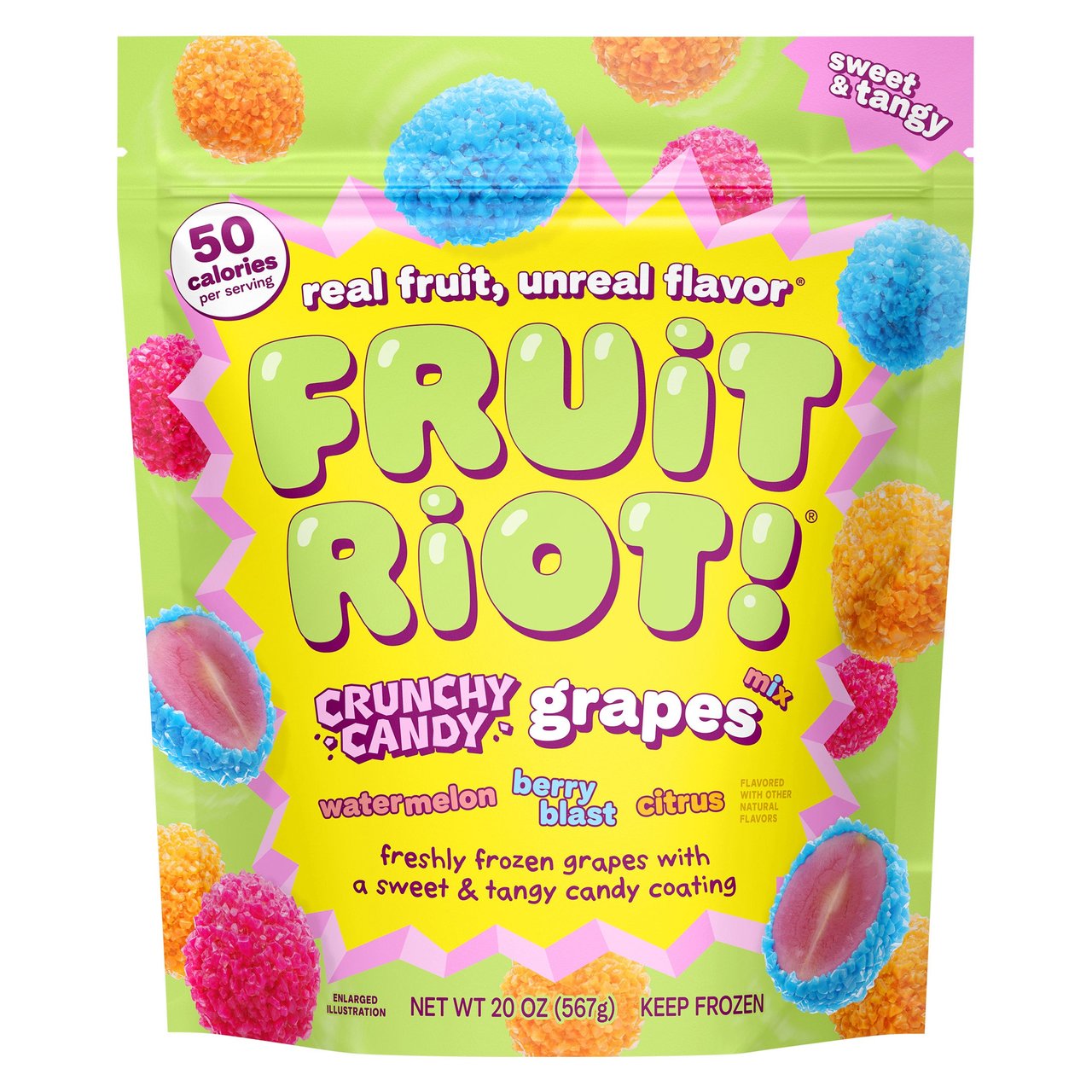 FRUIT RIOT CRUNCHY CANDY GRAPES 20 OZ - Image 1