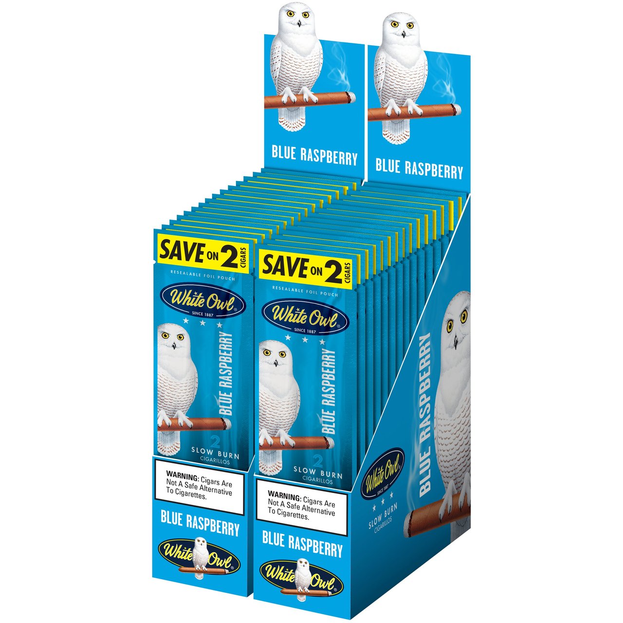 White Owl Blue Raspberry Cigarillos, 30 Packs of 2 (#1740817)