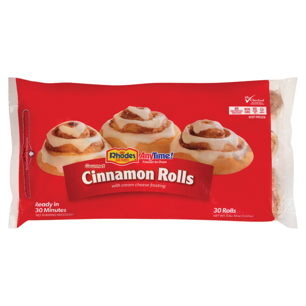 Rhodes Gourmet Cinnamon Rolls, 30 Count, 2.75 oz Each - Image 1