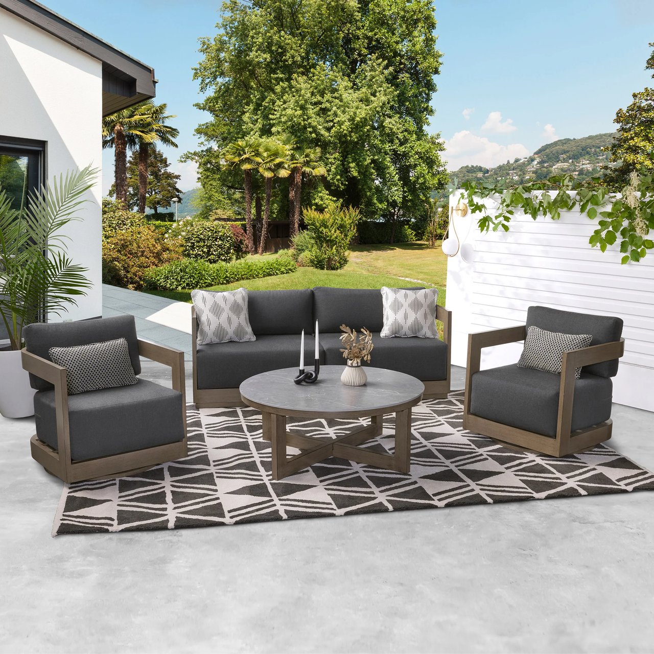 Agio Menorca 4-Piece Deep Seating Set with Swivel Chairs - Image 1