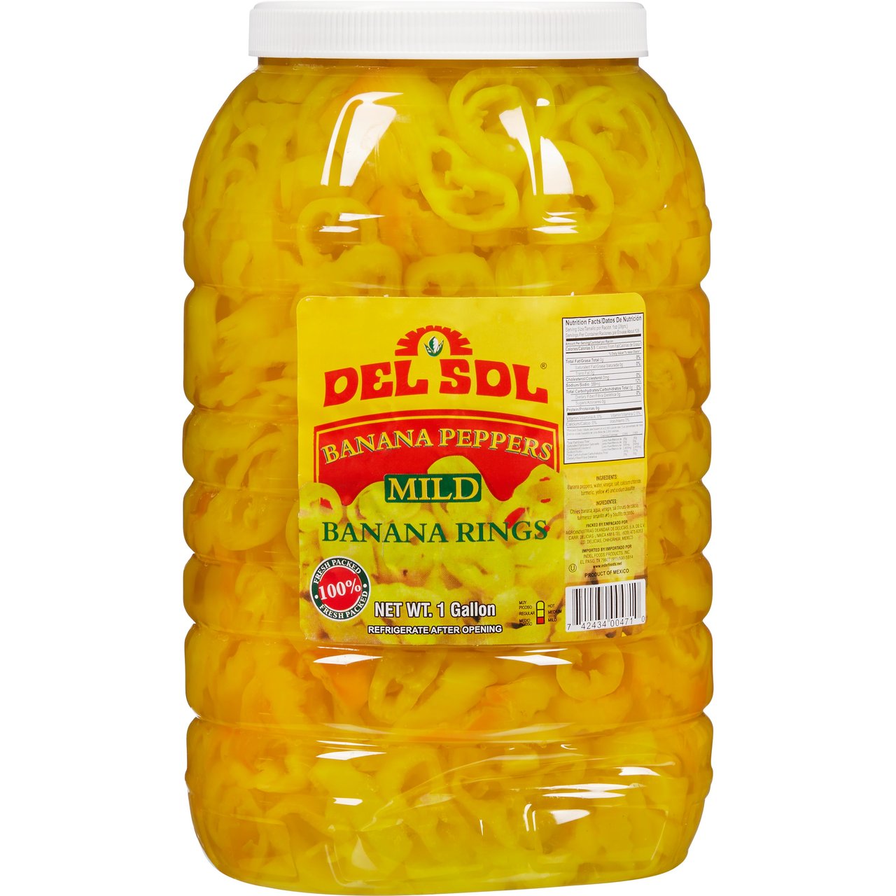 Del Sol Mild Banana Pepper Rings 1 Gallon