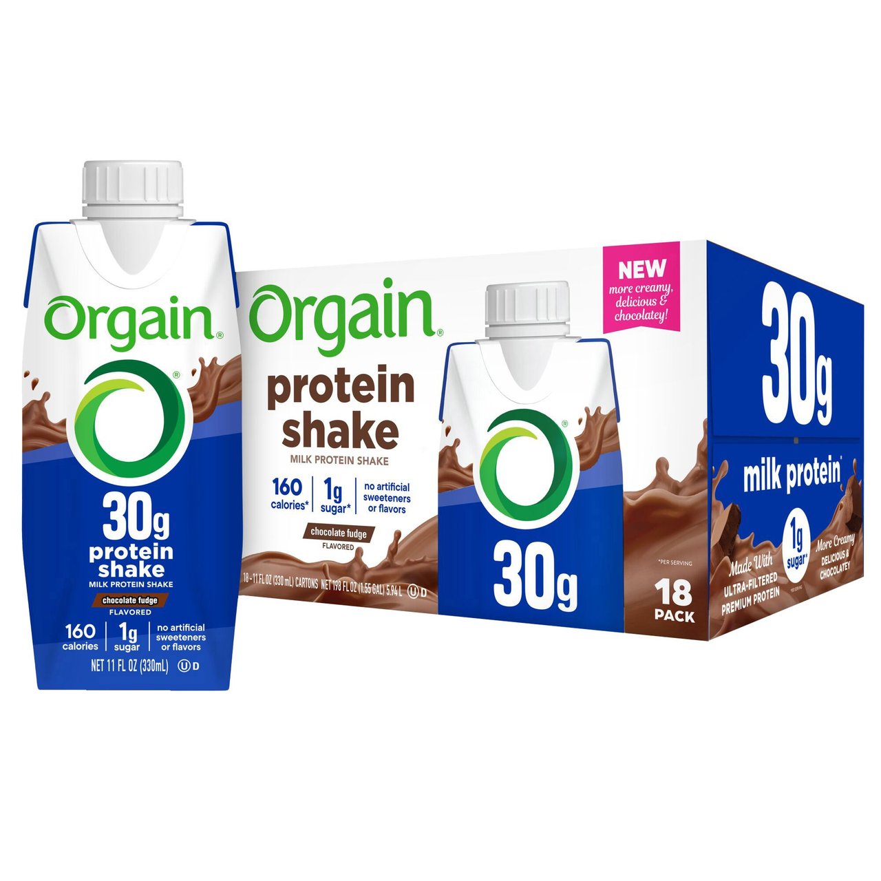 Orgain 30g Protein Shake Chocolate Fudge 18/11 FL OZ - Image 1