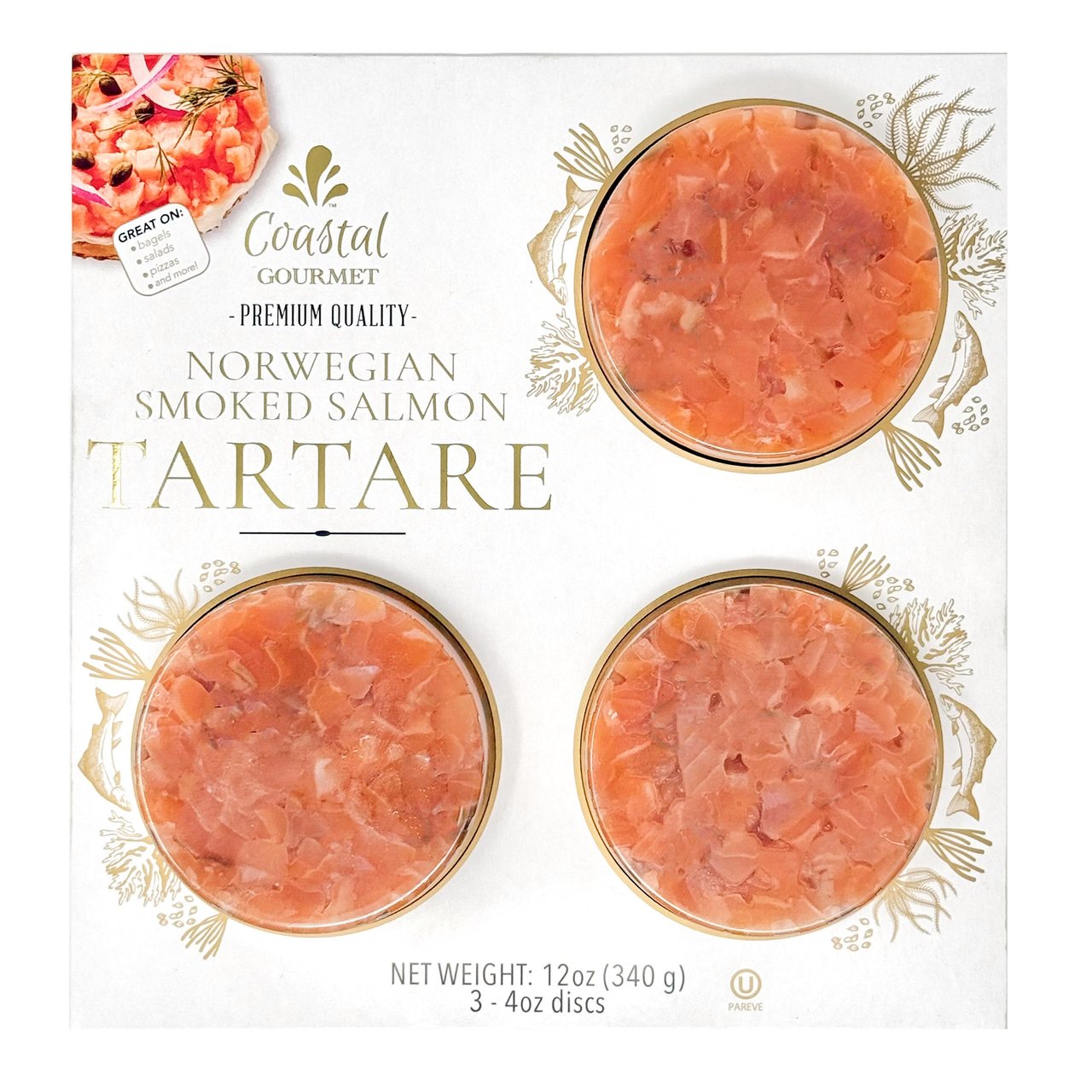 Coastal Gourmet Norwegian Smoked Salmon Tartare 3-4 oz - Image 1