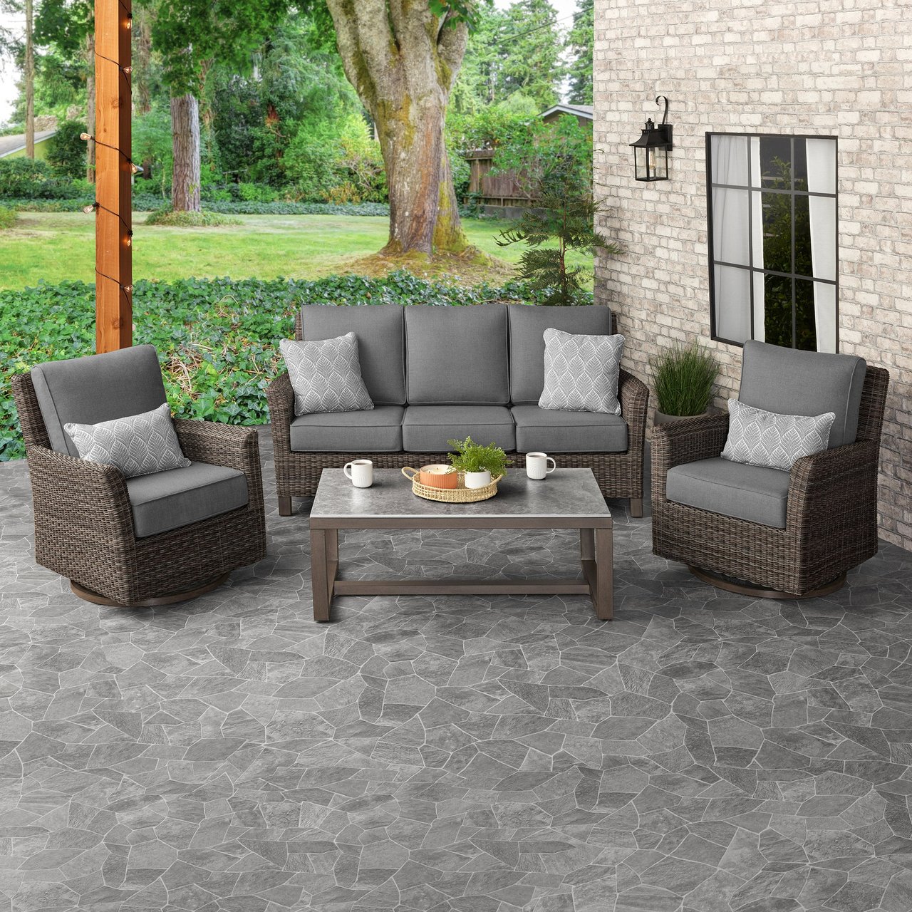 Agio McKinnon 4-Piece Deep Seating Set with Swivel Gliders - Image 1