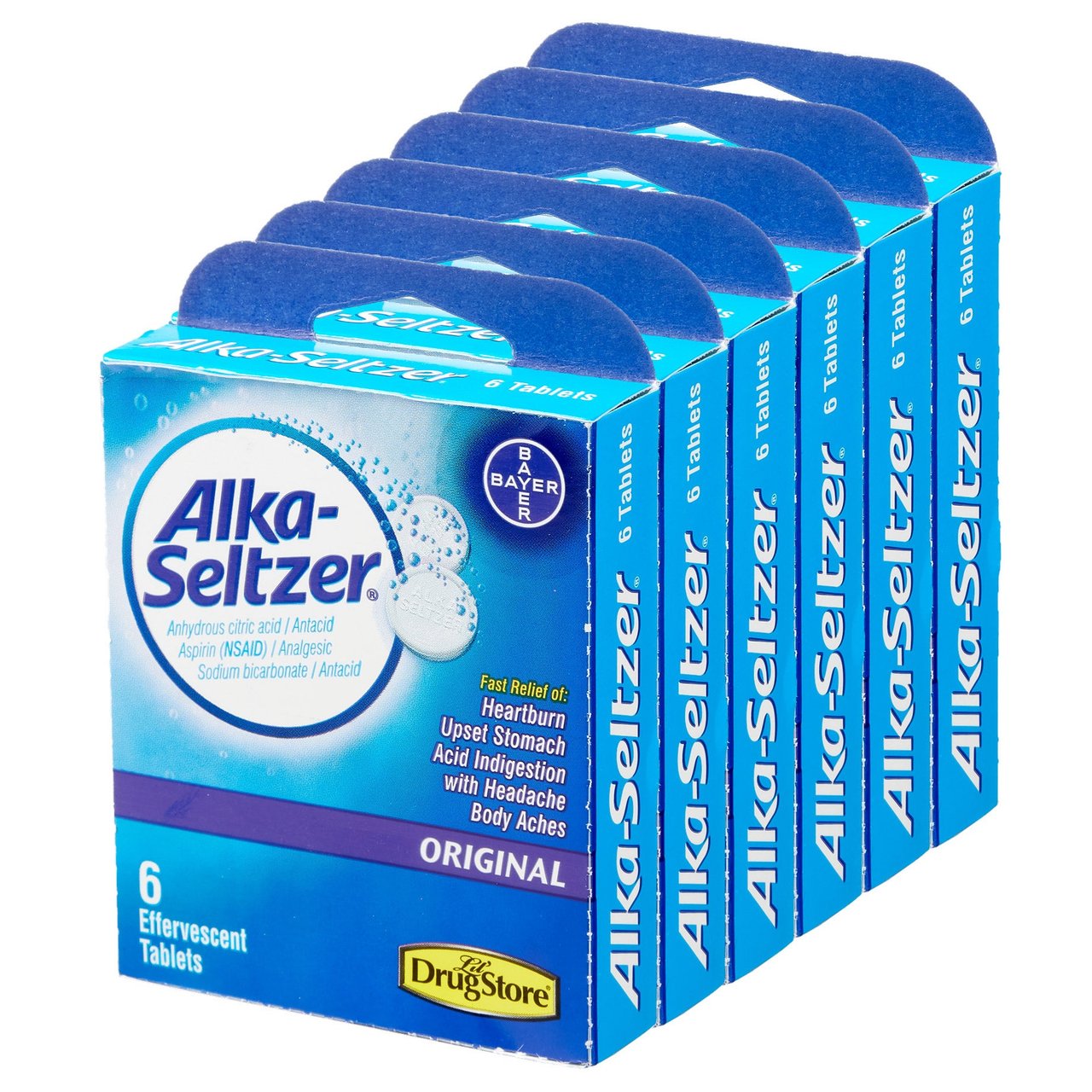 Lil' Drug Store Alka-Seltzer Original, 6 Packs of 6 Tablets - Image 1