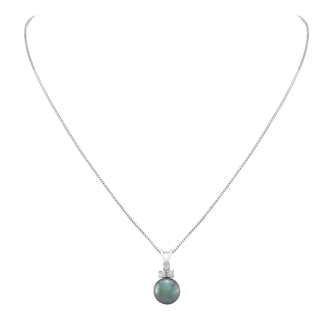 14kt Gold & Diamond Tahitian Cultured Pearl 9-10mm Pendant - Image 1
