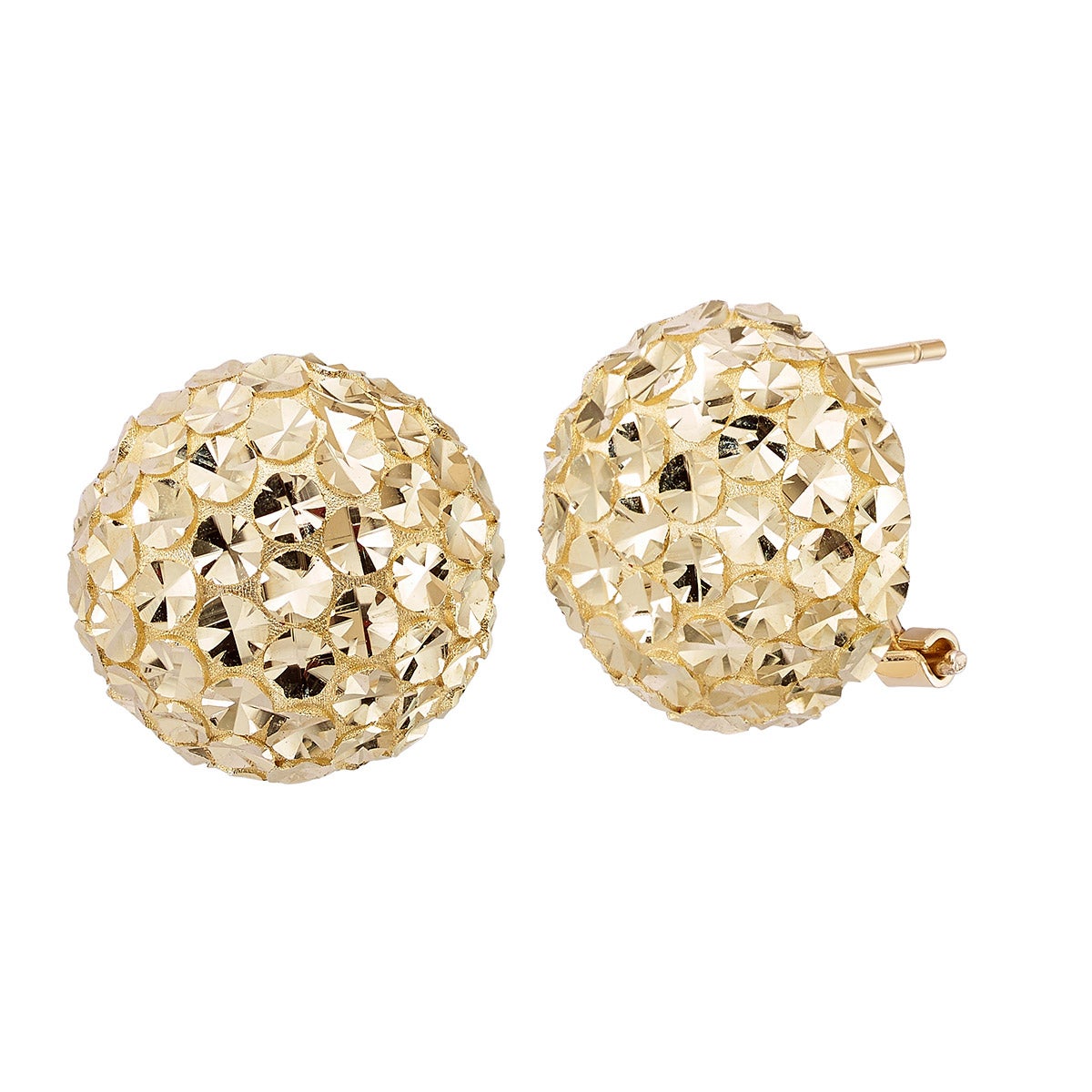 14kt Yellow Gold Button Earrings Made in Italy - Image 1