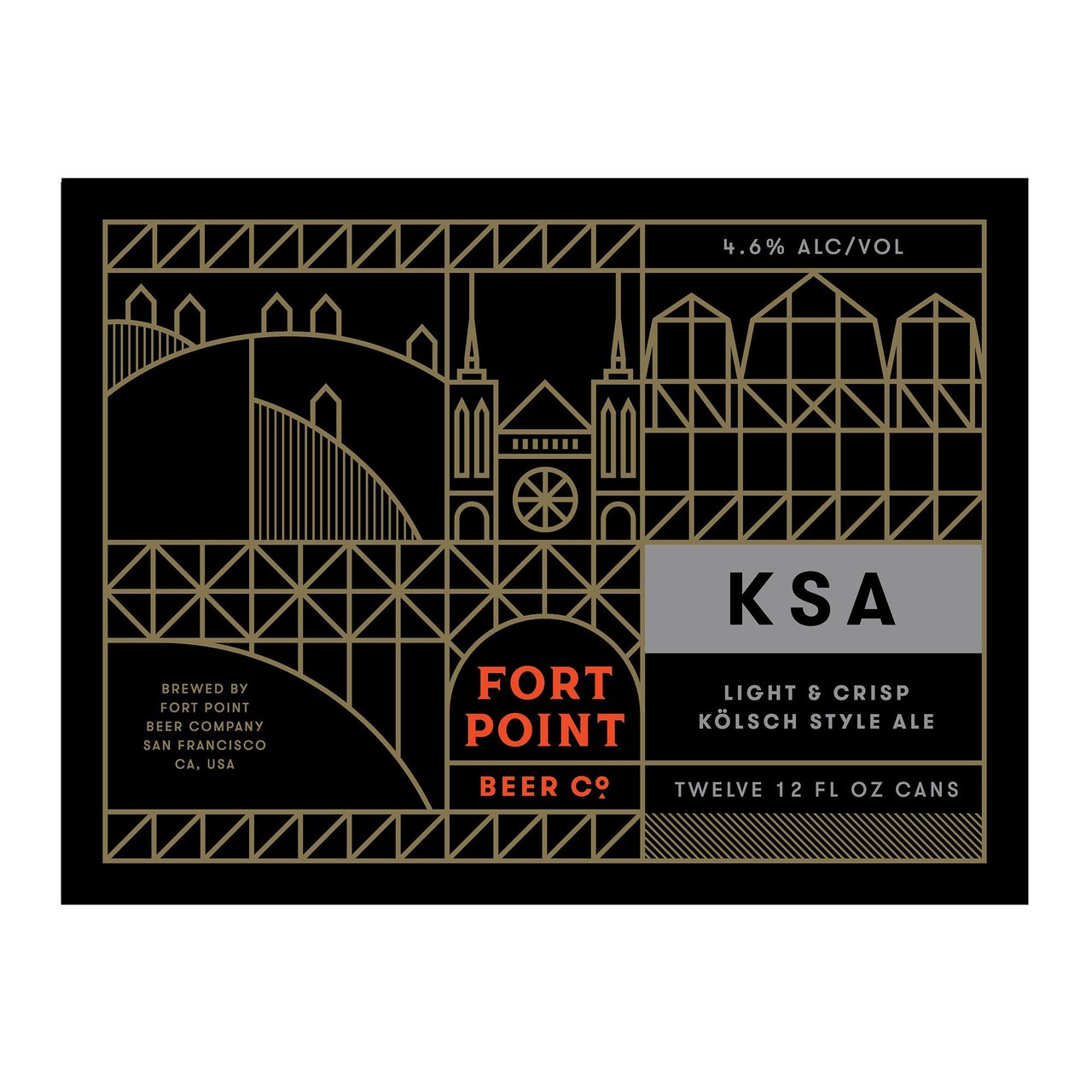 FORT POINT BEER CO. KSA-KOLSCH STYLE ALE 12/12 OZ CANS - Image 1
