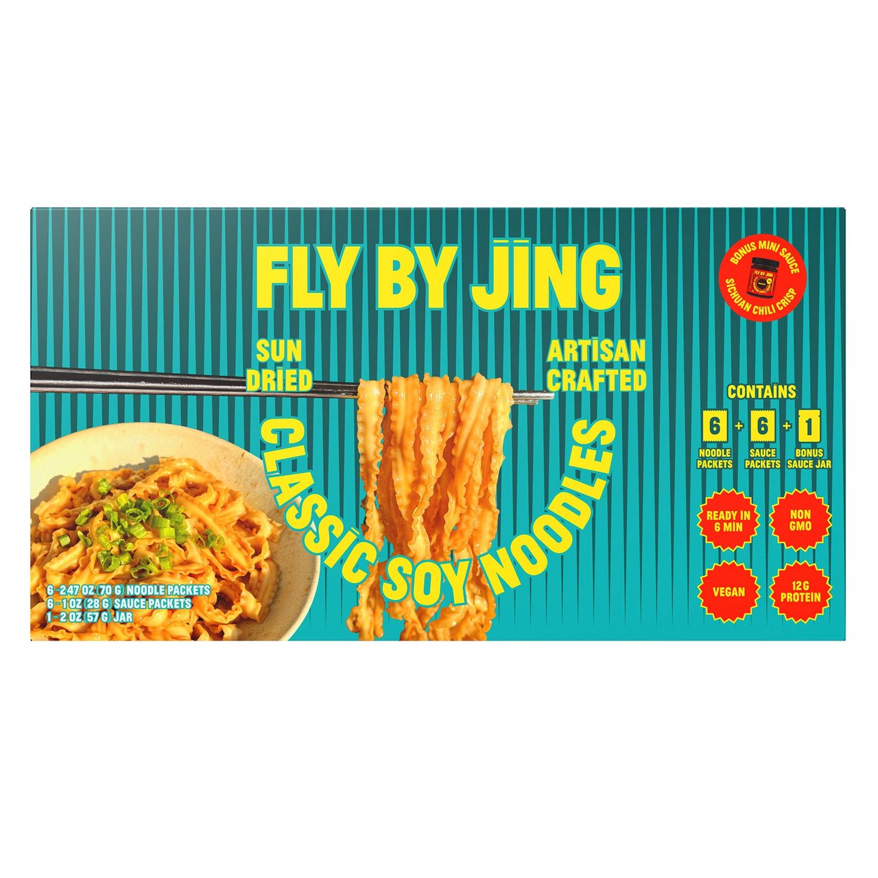 Fly By Jing Classic Soy Scallion Noodles 6 Pack (3.45oz Noodles + 2oz Sauce) - Image 1