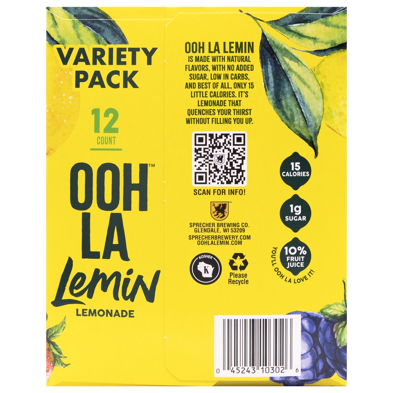 Sprecher Ooh La Lemin Lemonade Variety Pack, 12 Count, 16 oz Cans - Image 1