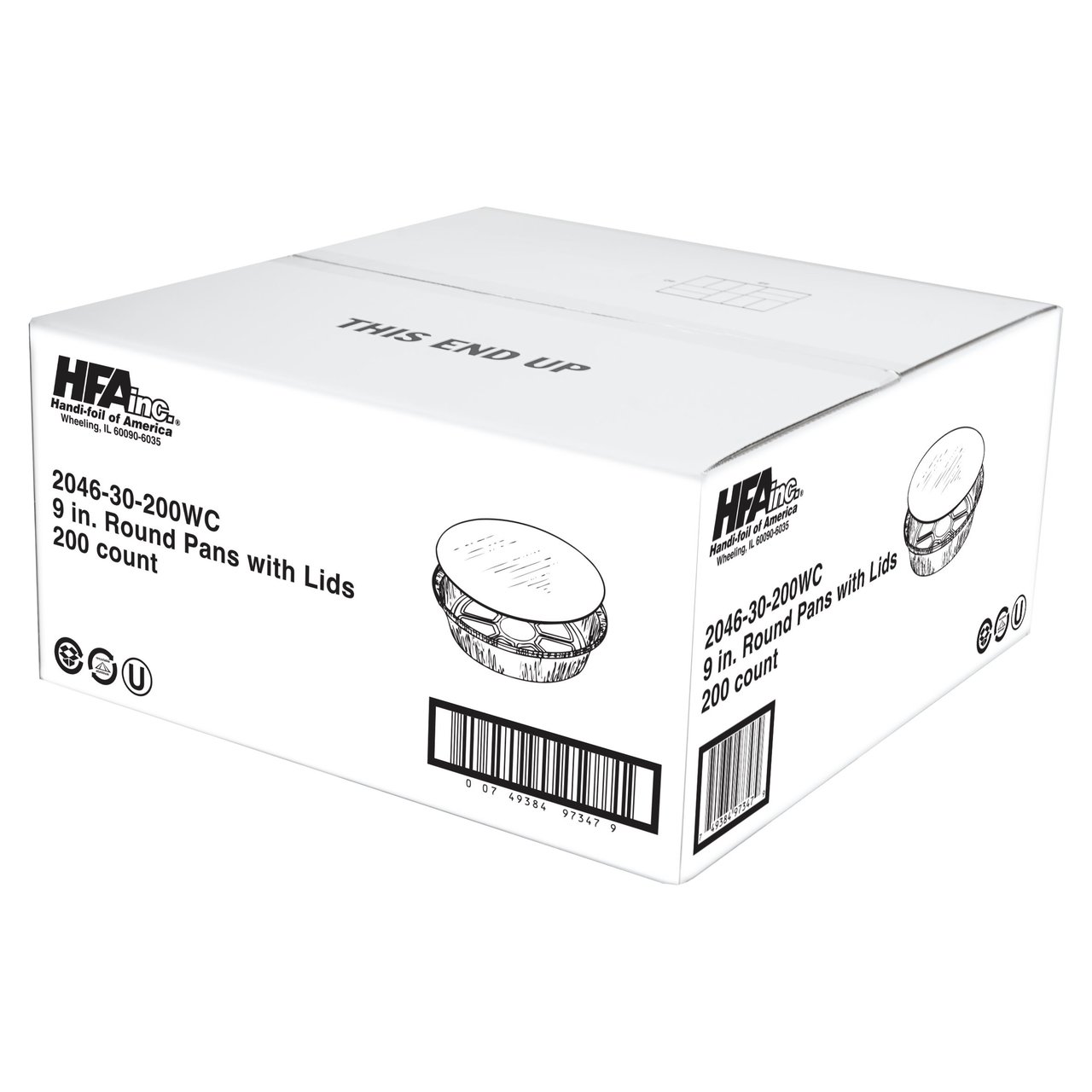 Handi-Foil of America 9" Round Aluminum Pans with Steam Lids, 200 Count - Image 1