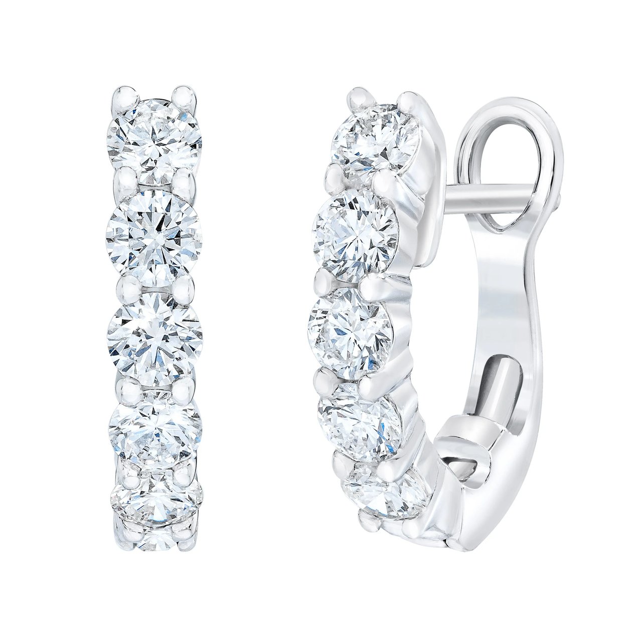 14kt White Gold VS2 I 0.80 CTW Round Diamond Hoop Earrings - Image 1