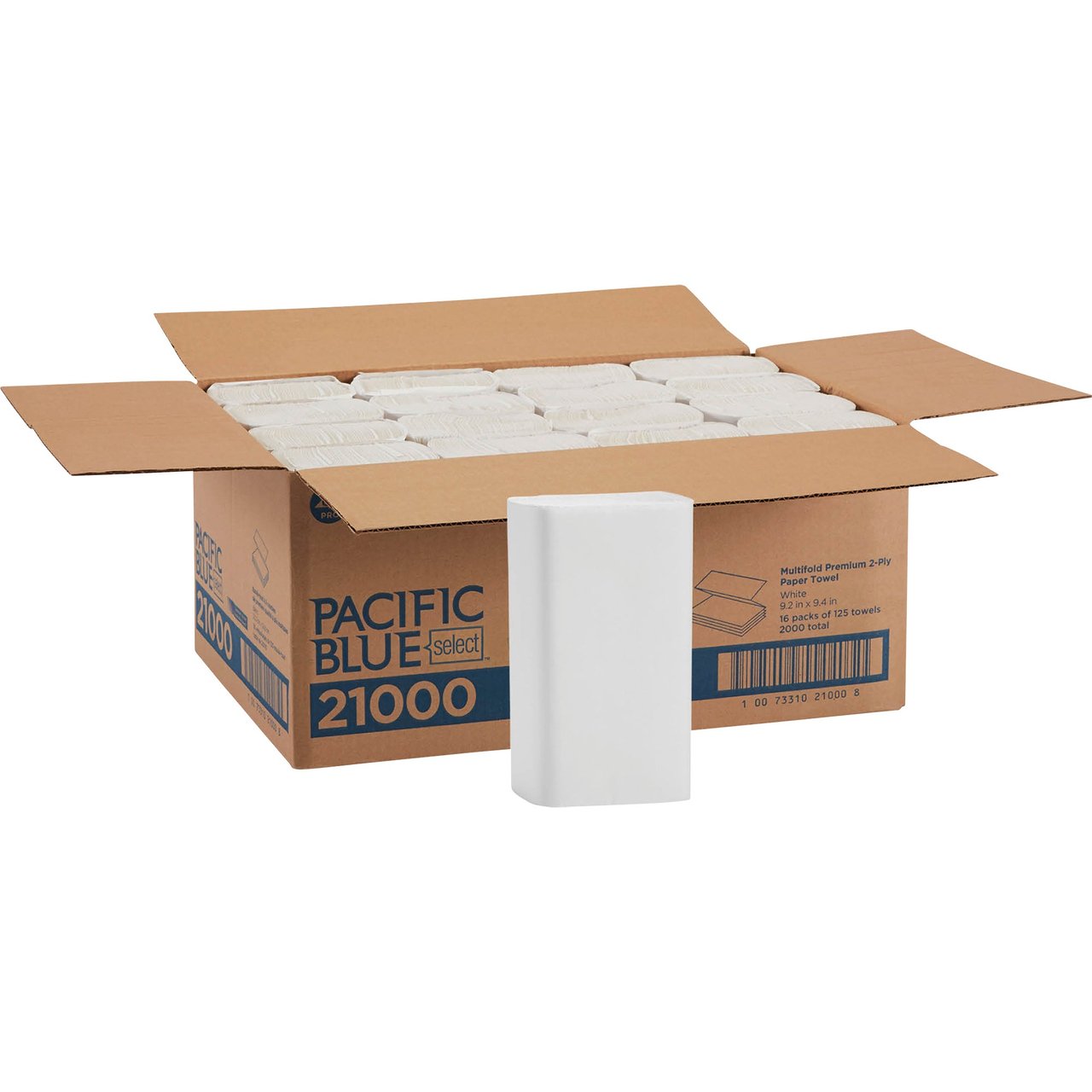 Pacific Blue Select Multifold Paper Towels, 2-Ply, 125 Sheets, 16-Count - Image 1