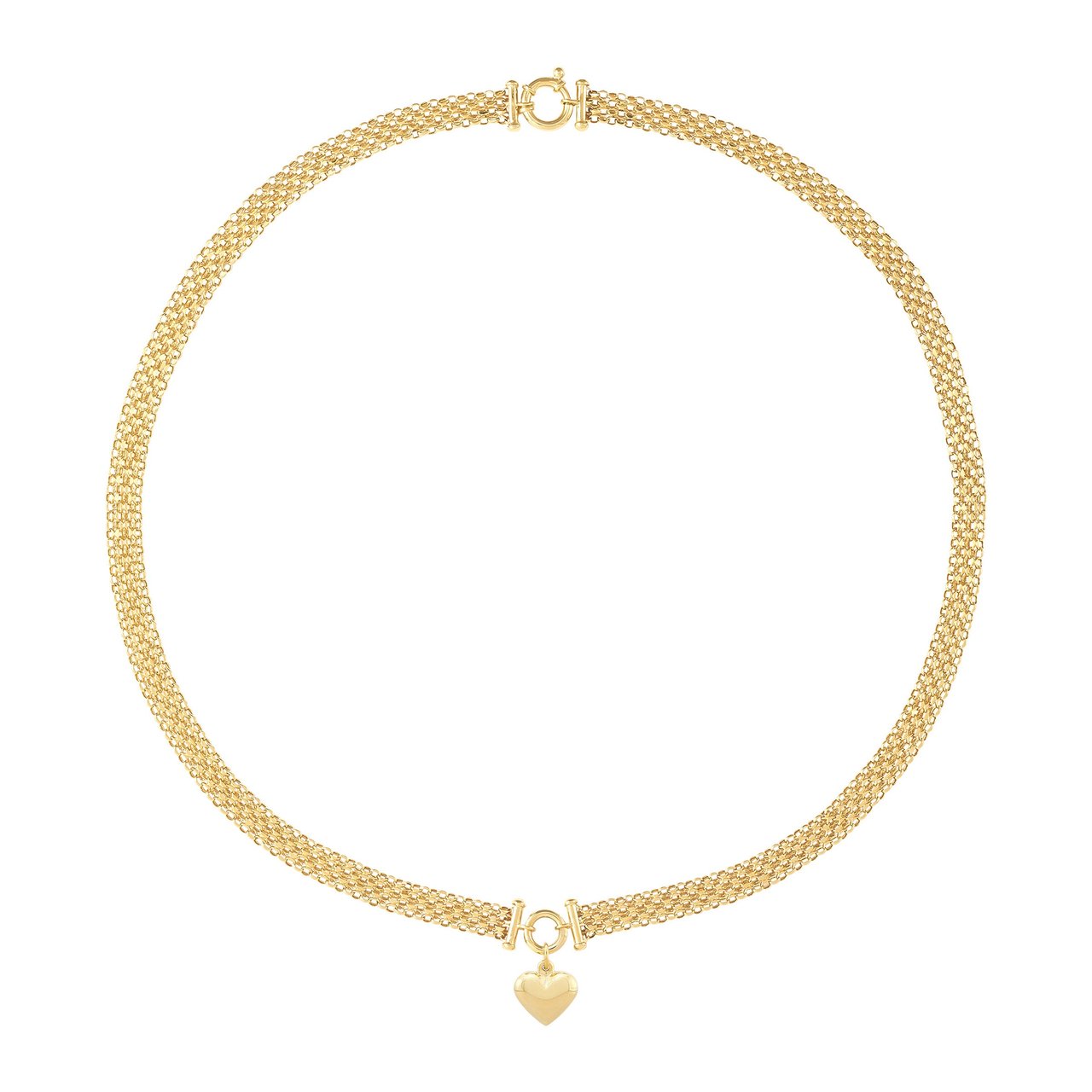 14kt Yellow Gold 18" Bismark Chain with Puffed Heart - Image 1