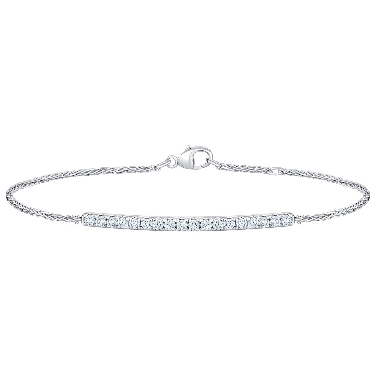 14KT WHITE GOLD I VS2 0.50CTW ROUND DIAMOND BAR BRACELET - Image 1