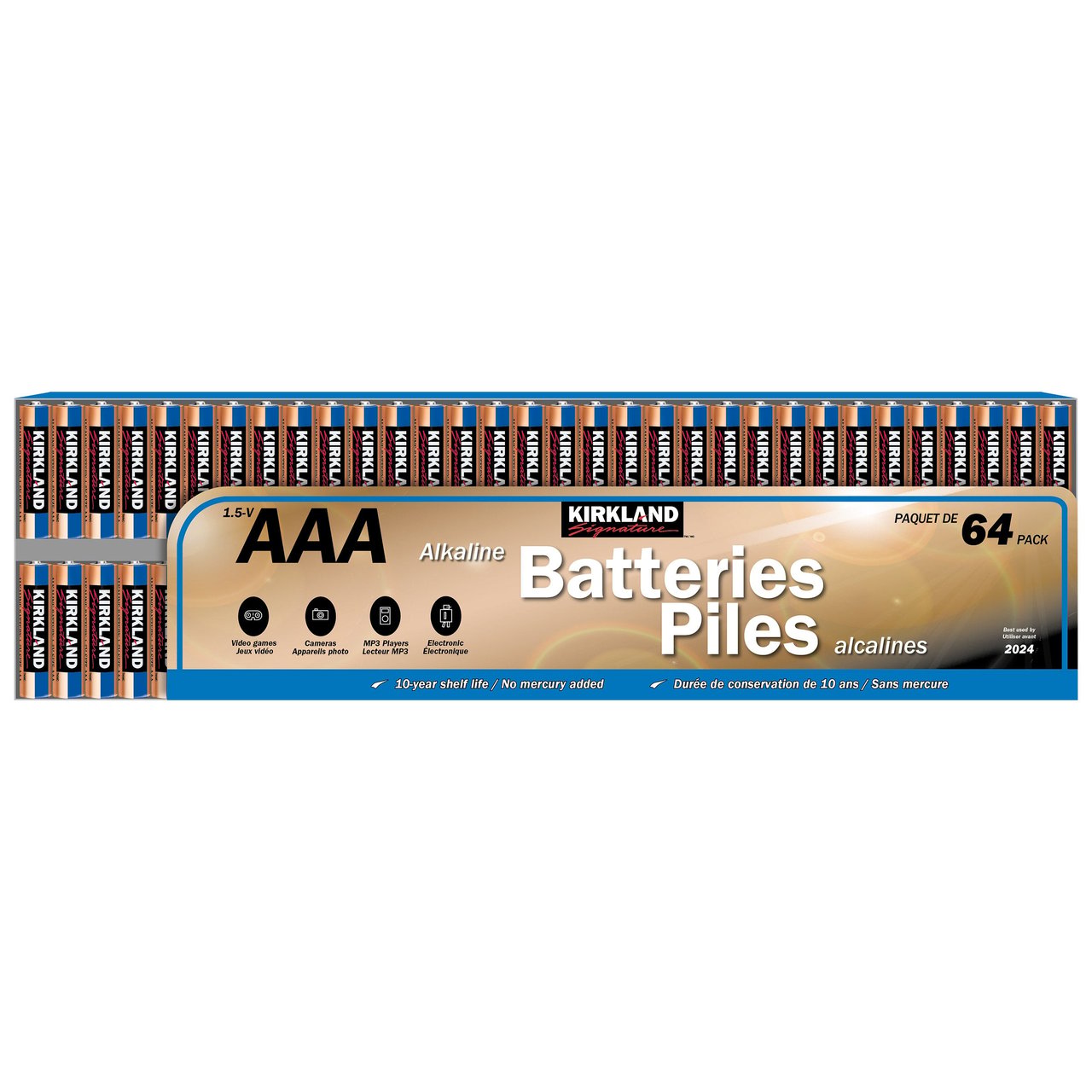 Kirkland Signature Alkaline Batteries AAA 64 Pack
