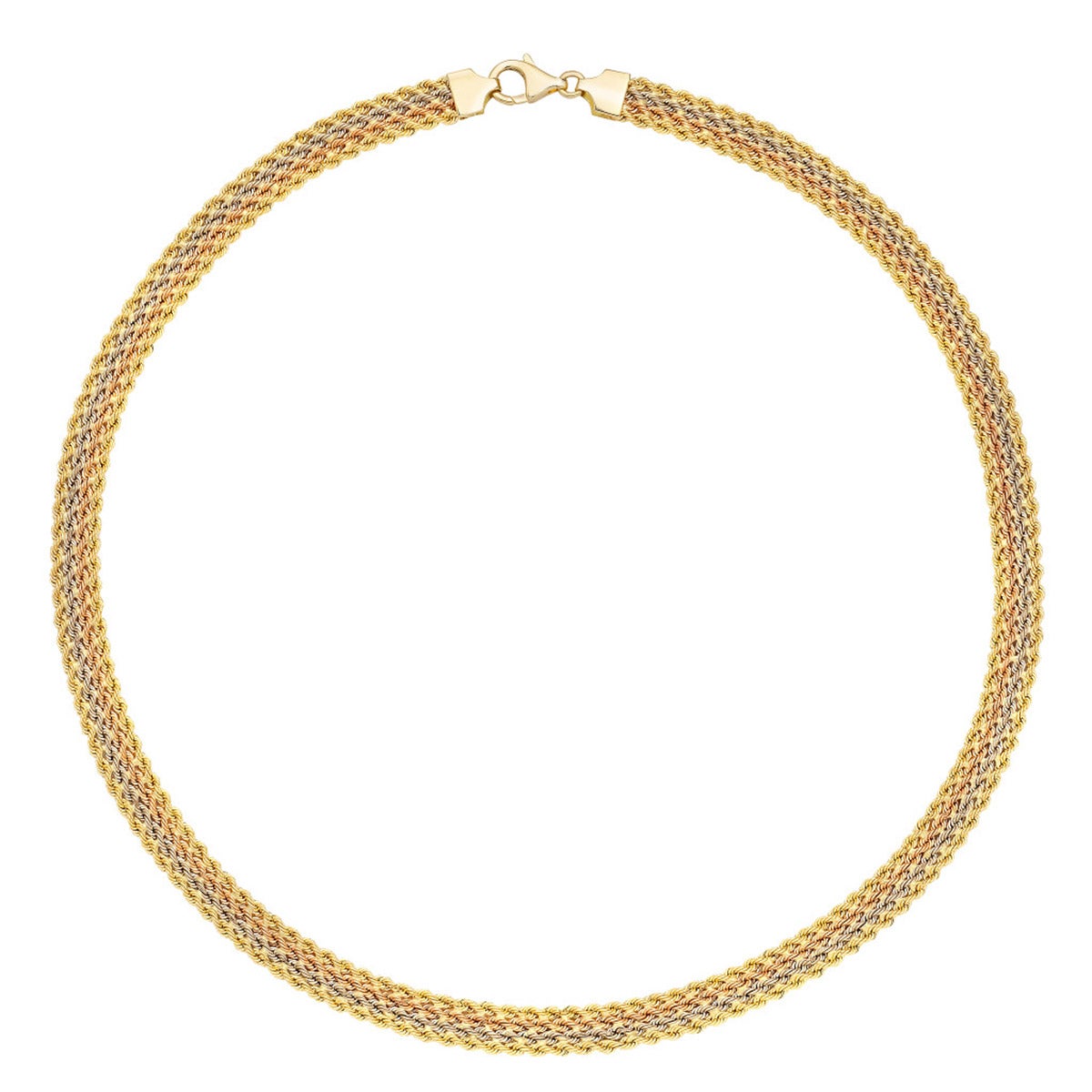 14KT Tri-Color Gold 18" Rope Necklace Made in Italy - Image 1