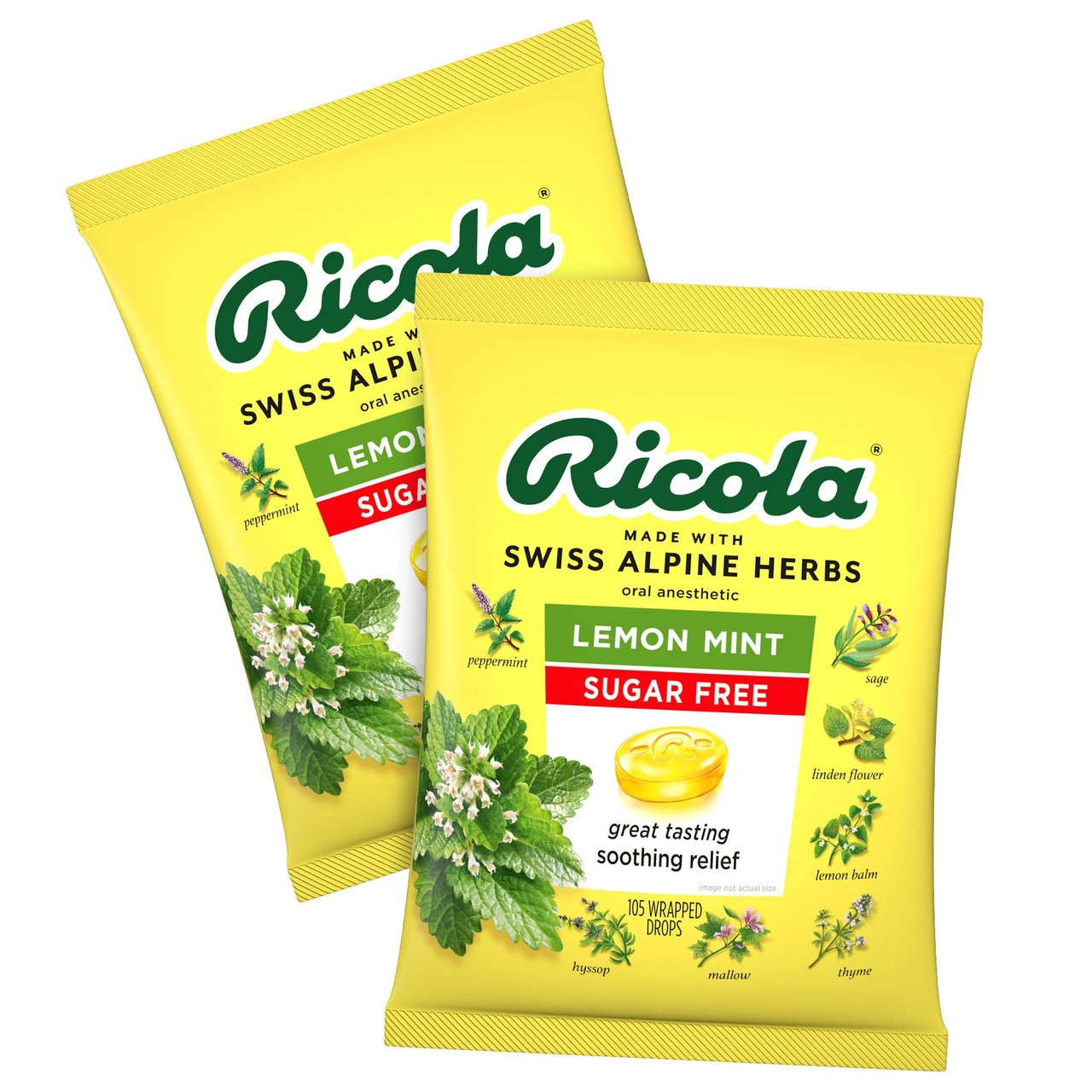 Ricola Sugar Free Lemon Mint Drops, 2 x 105 Count - Image 1