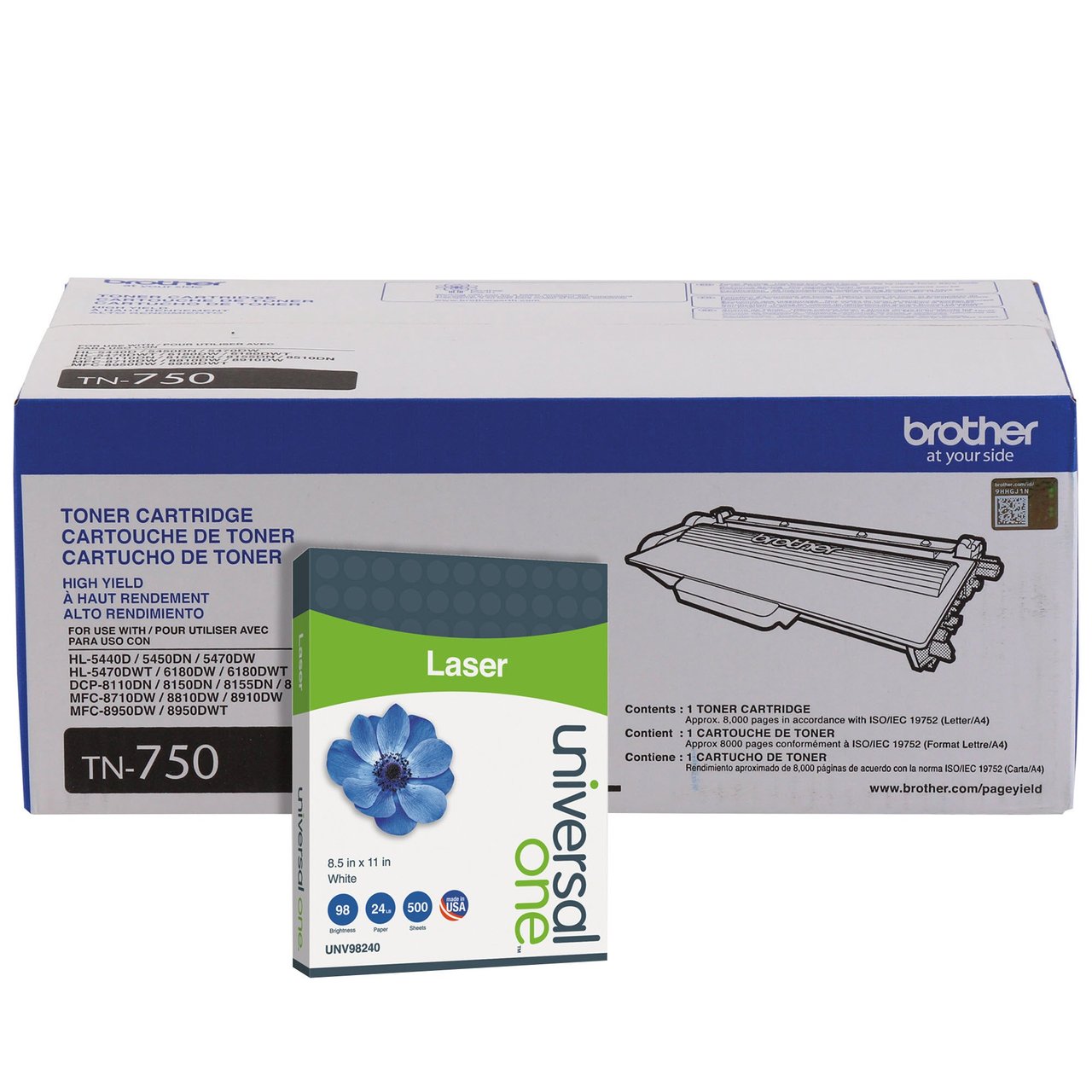 Brother High Yield Black Toner Cartridge BRTTN750KT 2-Pack - Image 1