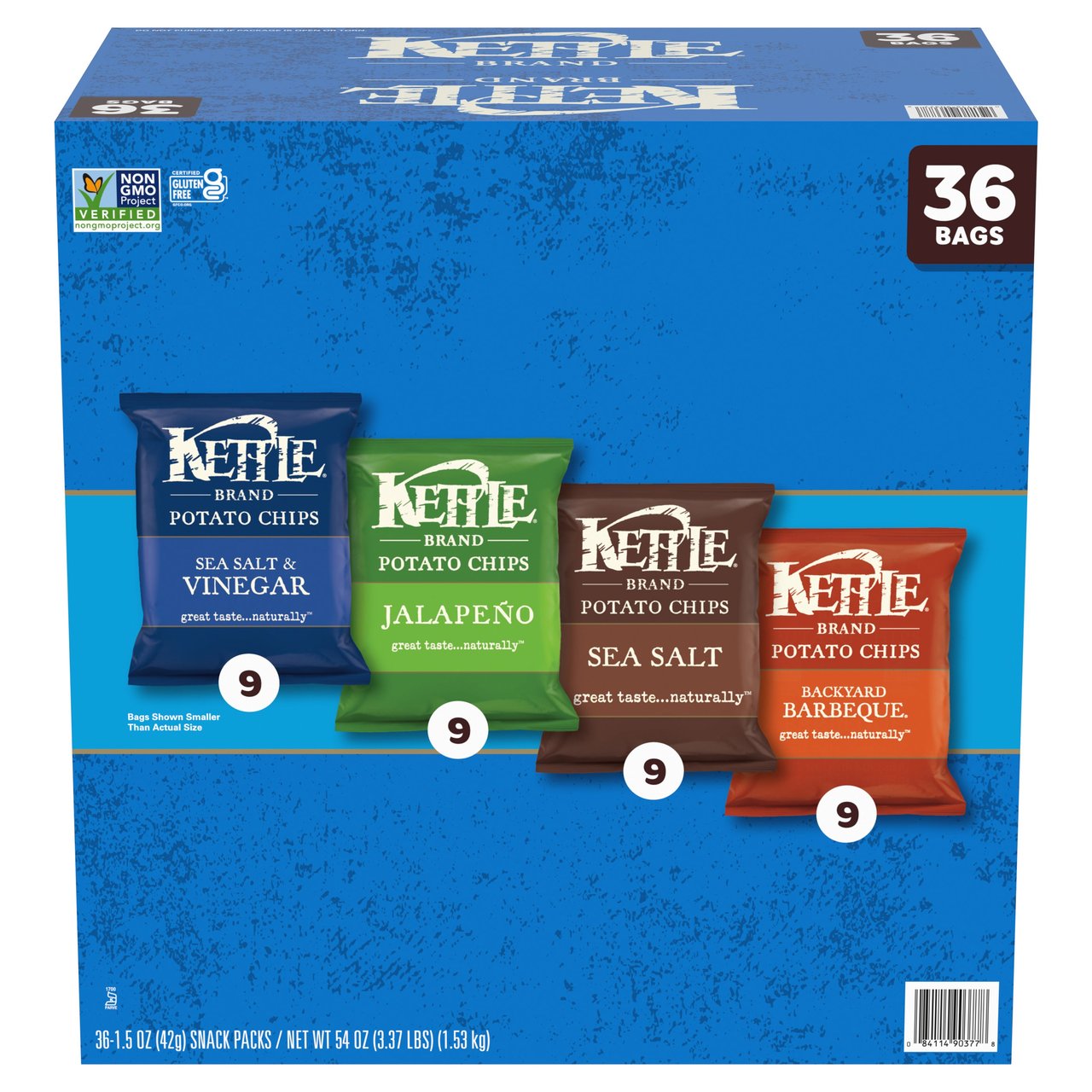 Kettle Brand Potato Chips Variety Pack, 36 ct / 1.5 oz Bags - Image 1