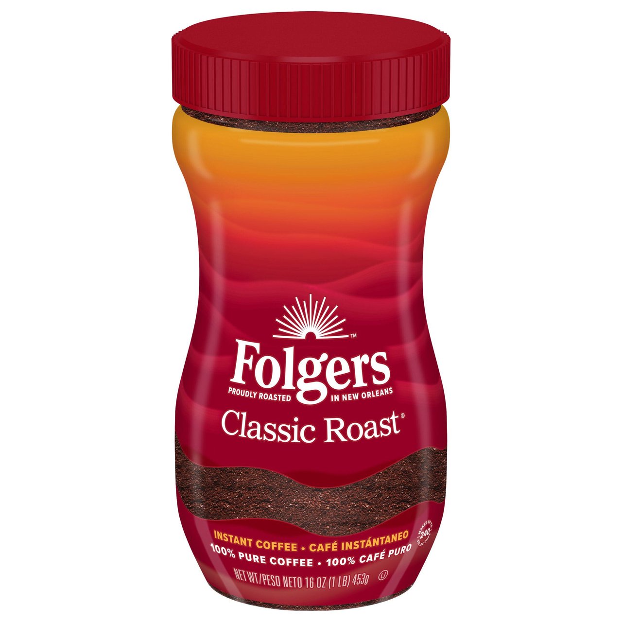 Folgers Classic Roast Instant Coffee 16 oz - Image 1
