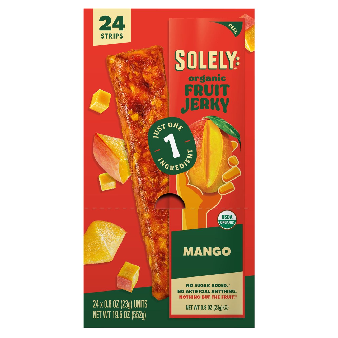 Solely Organic Fruit Jerky Mango, 24 Count, 0.8 oz Each - Image 1