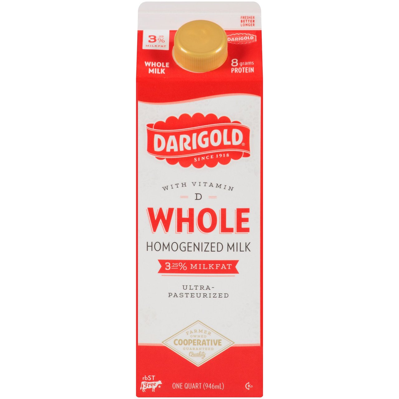 Darigold Ultra-Pasteurized Whole Milk, 12 Quart Case - Image 1