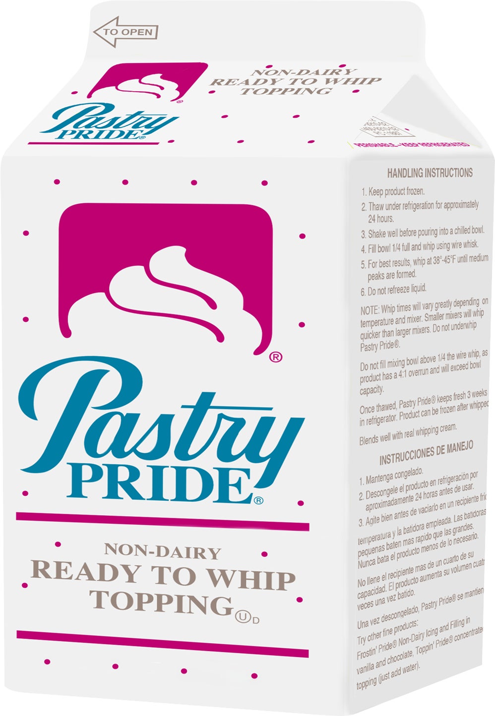 Pastry Pride Ready to Whip Topping, Non-Dairy, 8 lb