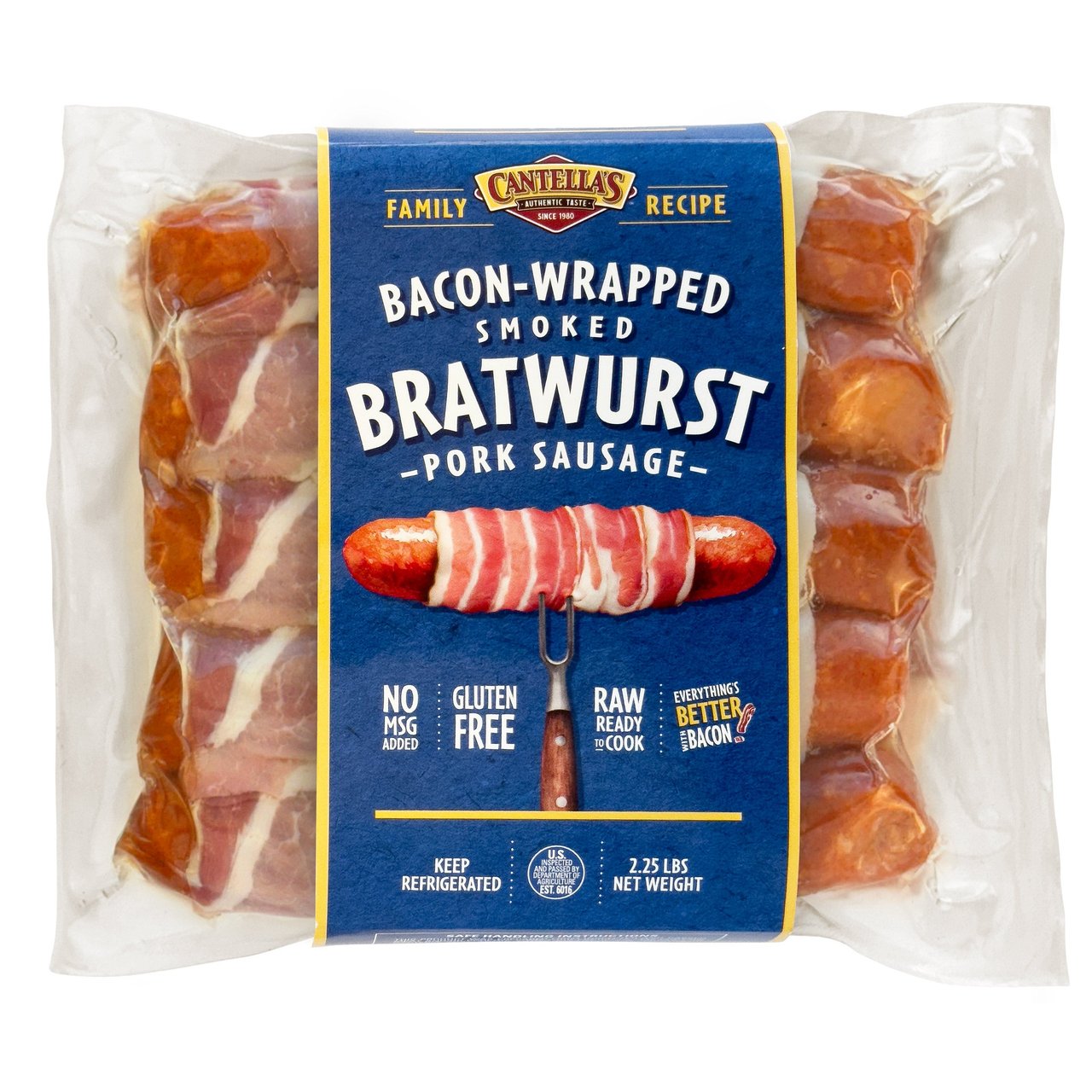 Cantella's Bacon Wrapped Bratwurst 36 oz