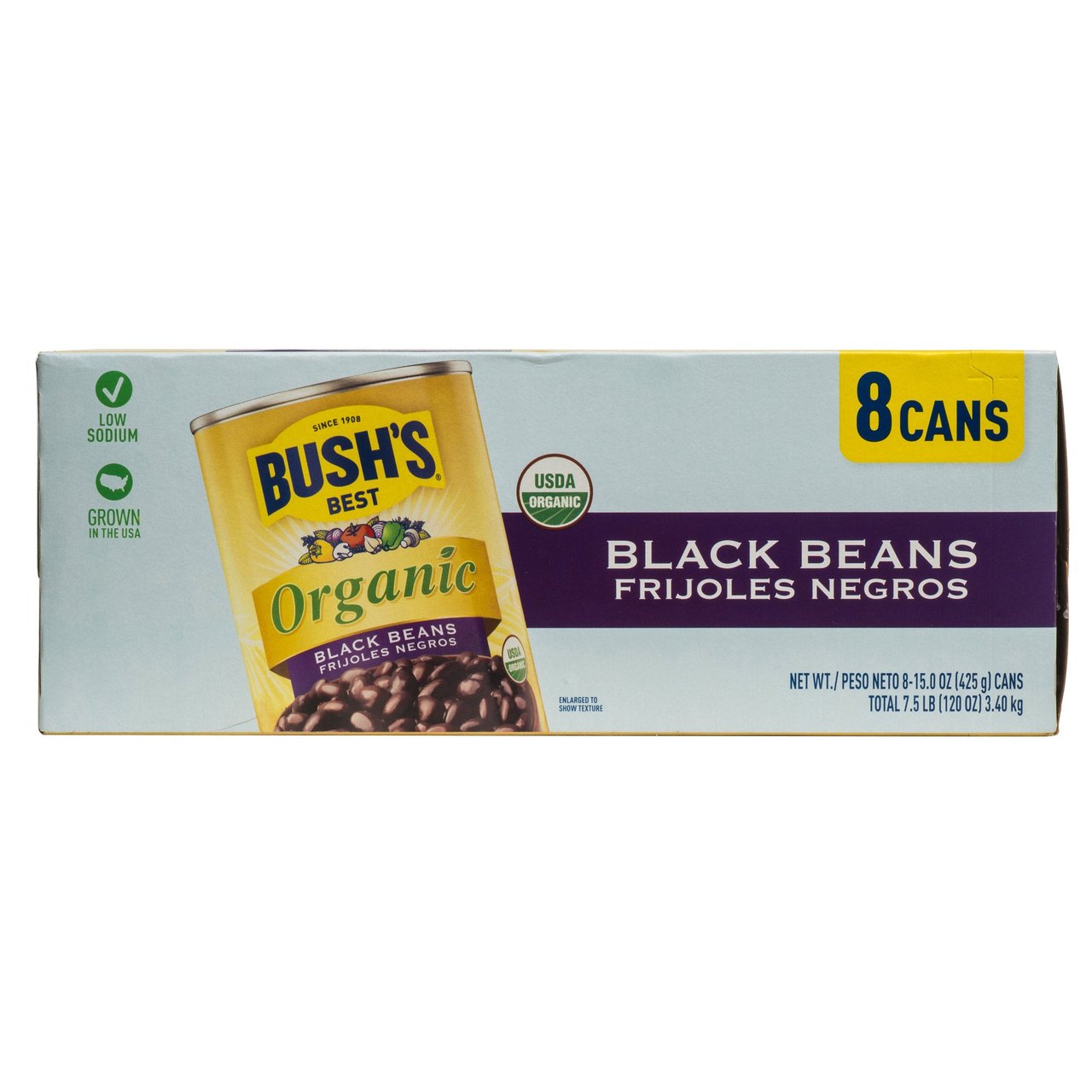 Bush's Organic Black Beans, 8 Pack, 15 oz Cans