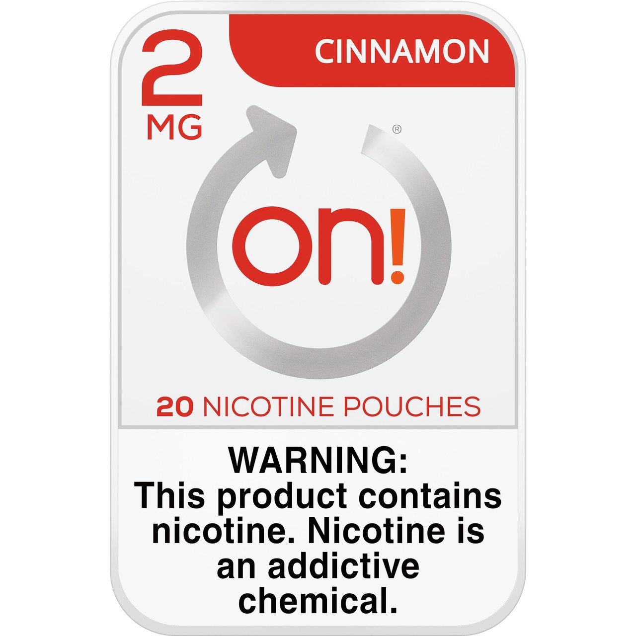 On! Cinnamon 2mg Nicotine Pouches - 5 Cans, 20ct Each - Image 1