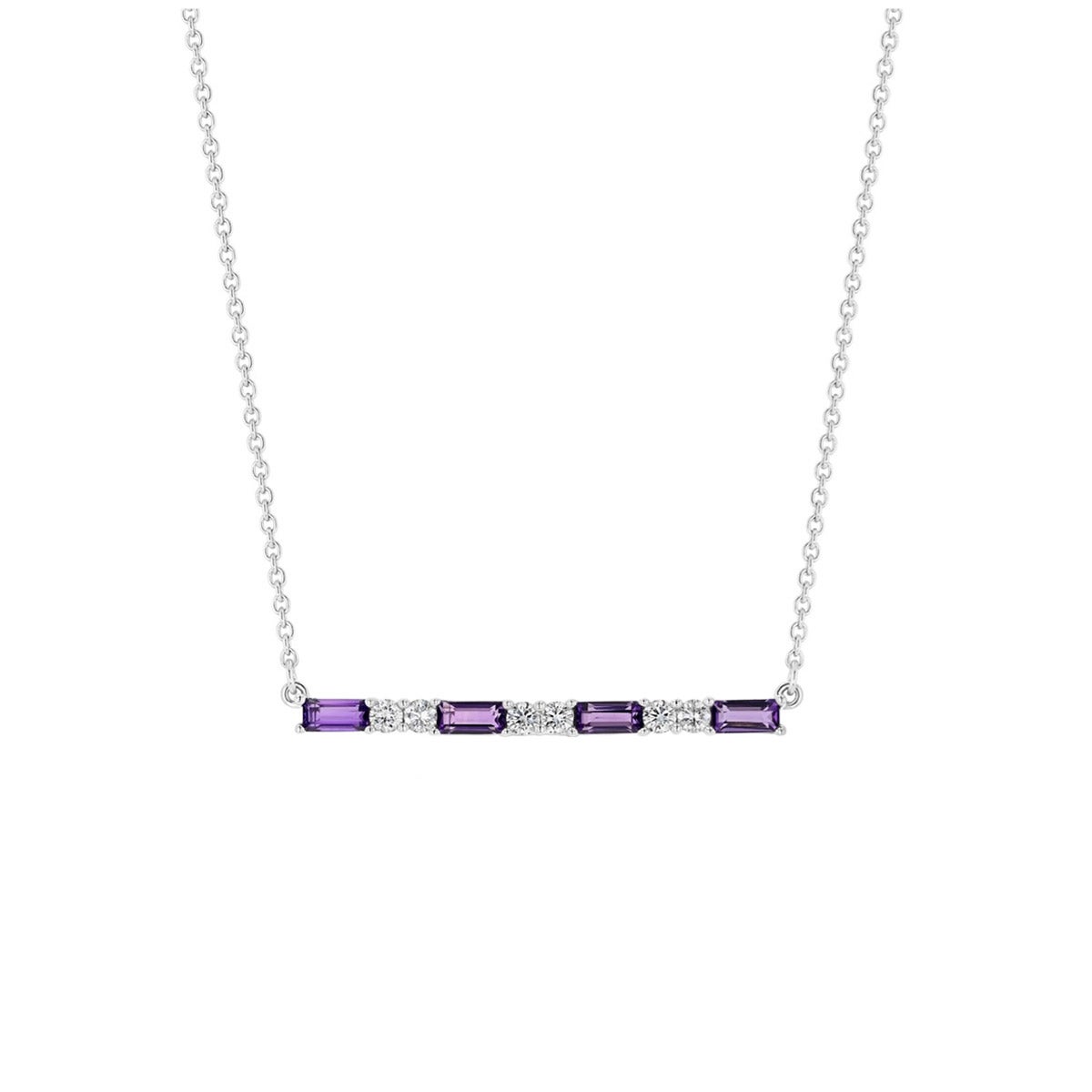 14kt White Gold Diamond and Amethyst Necklace (0.19ctw VS2 I) - Image 1