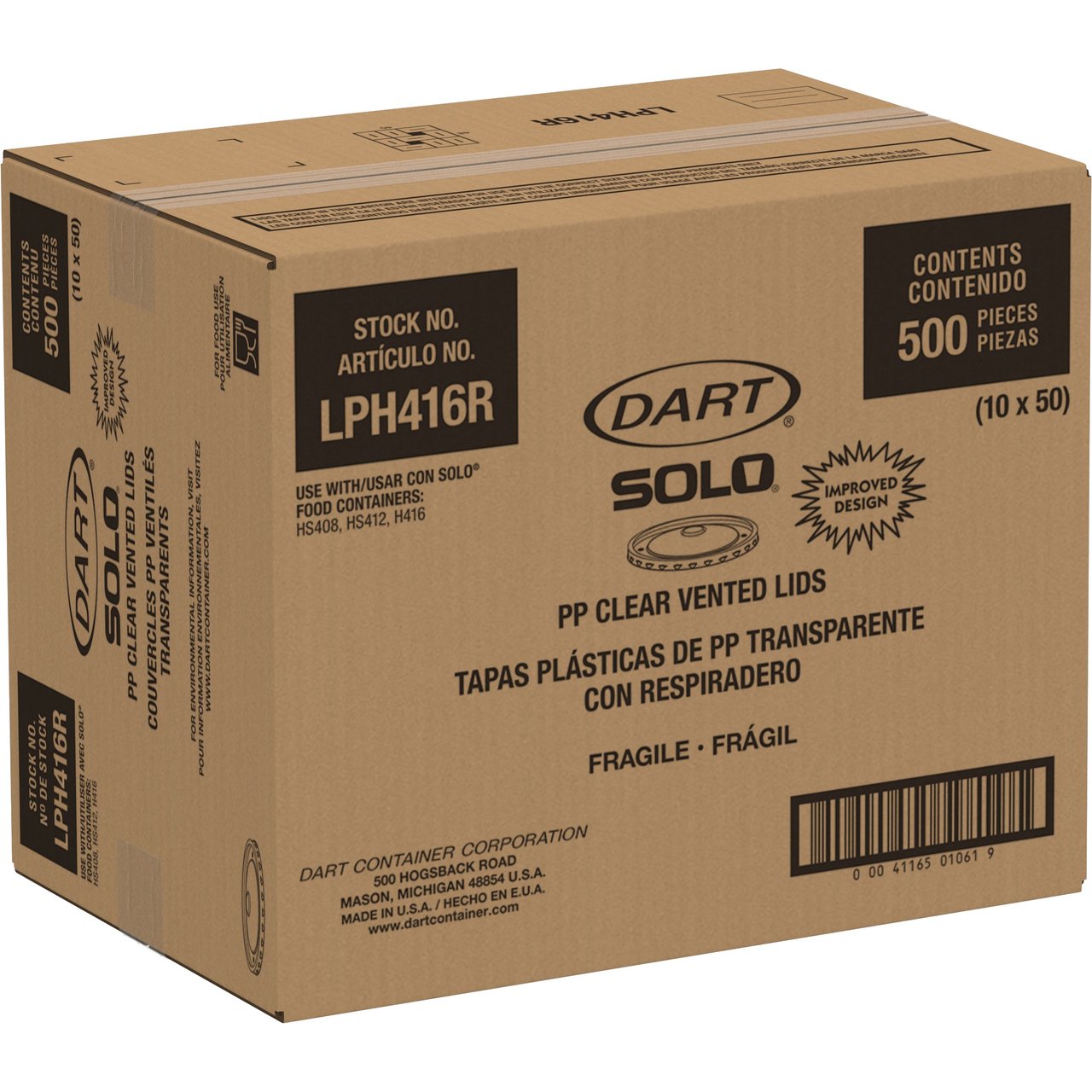 Solo Flexstyle Plastic Vented Lid, 8-16 oz, Clear, 500 CT - Image 1