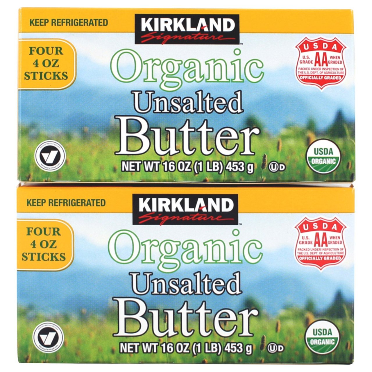 Kirkland Signature Organic Unsalted Butter Quarters, 2 x 1 Pound Packages - Image 1