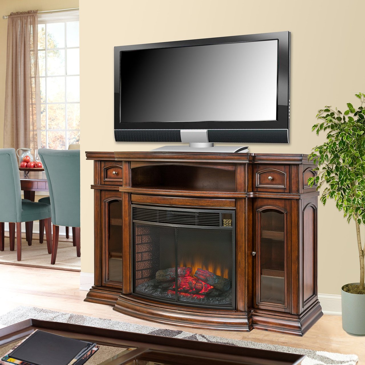Ember Hearth Electric Fireplace 70" Media Console