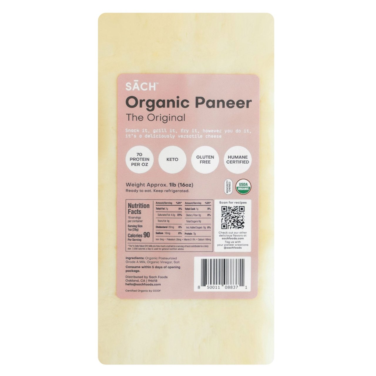 Organic Sach Paneer, 1 Pound