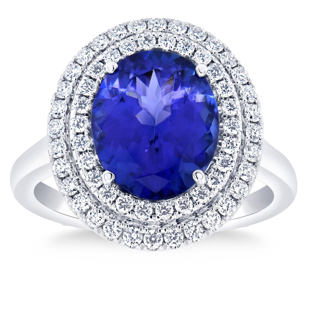 11x9mm Oval Tanzanite 14kt White Gold 0.51ctw Diamond Ring, Size 7 - Image 1