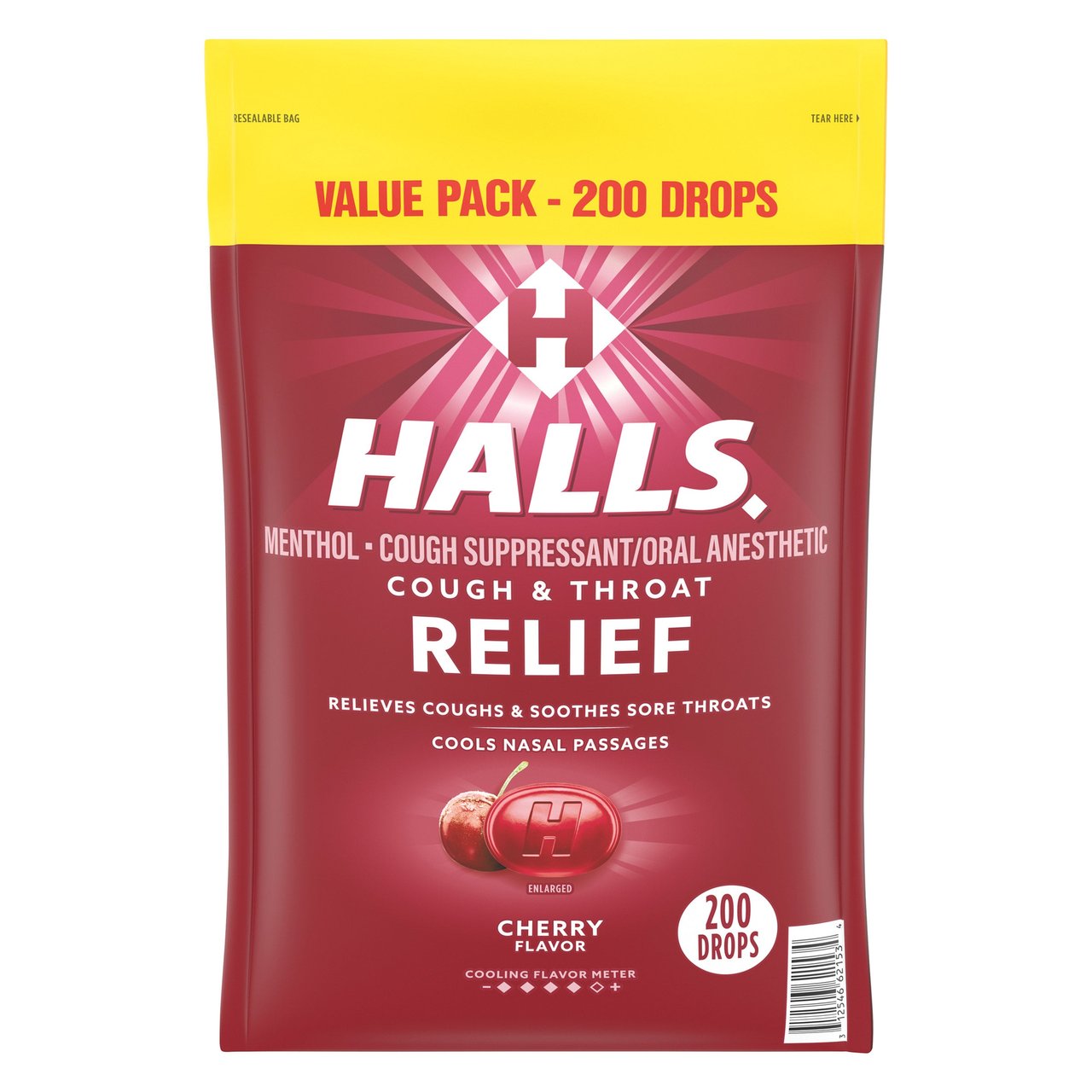 Halls Relief Cherry Cough & Throat Drops 200 Count - Image 1
