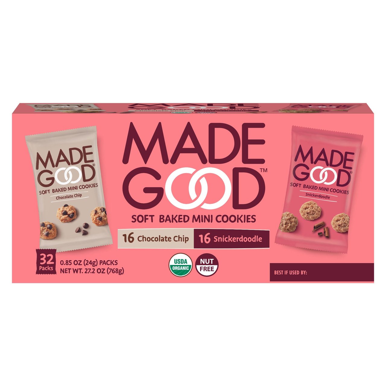 MadeGood Soft Baked Snickerdoodle & Chocolate Chip Mini Cookies Variety Pack, 32 CT - Image 1