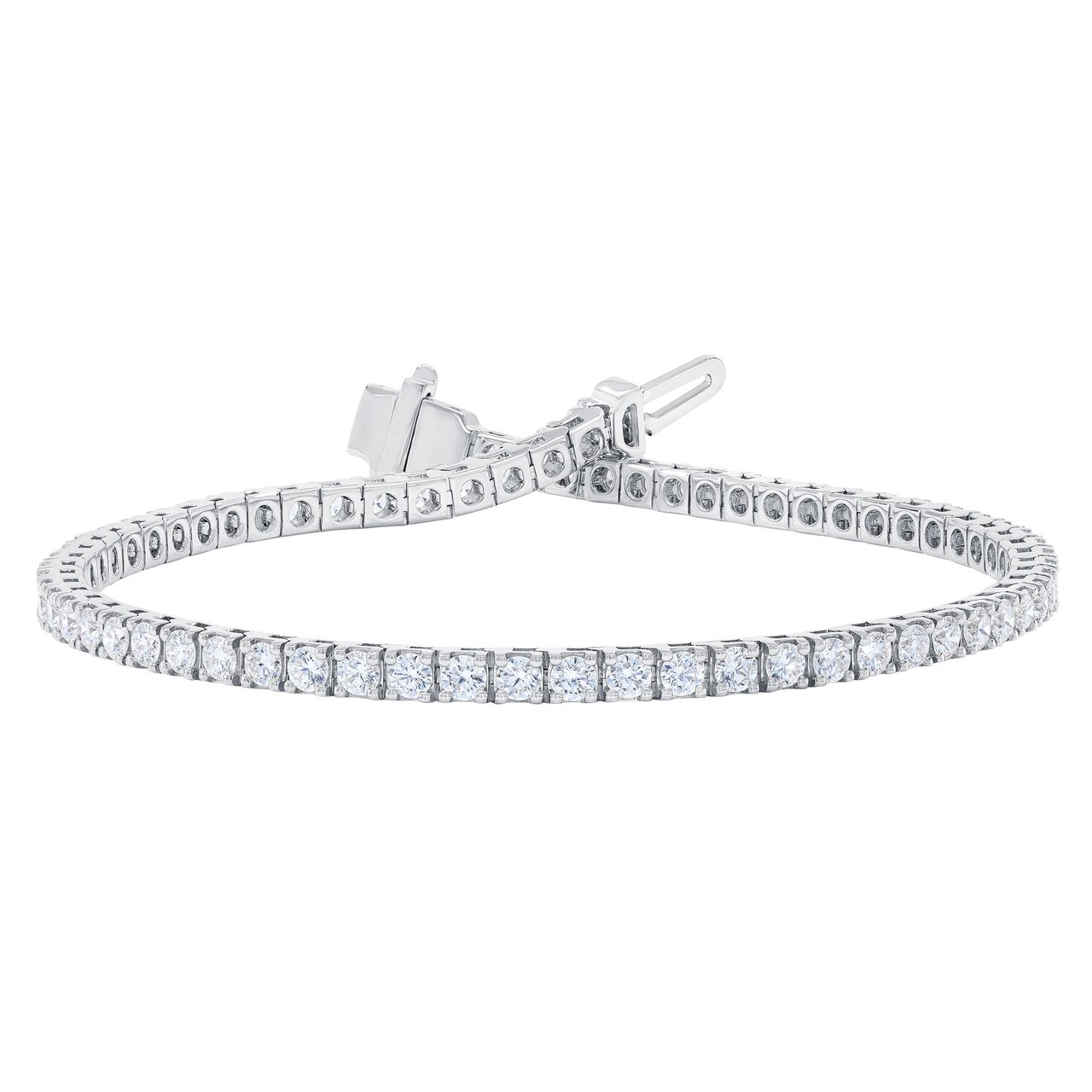 14KT White Gold VS2 I 3.00 CTW Round Diamond Tennis Bracelet - Image 1