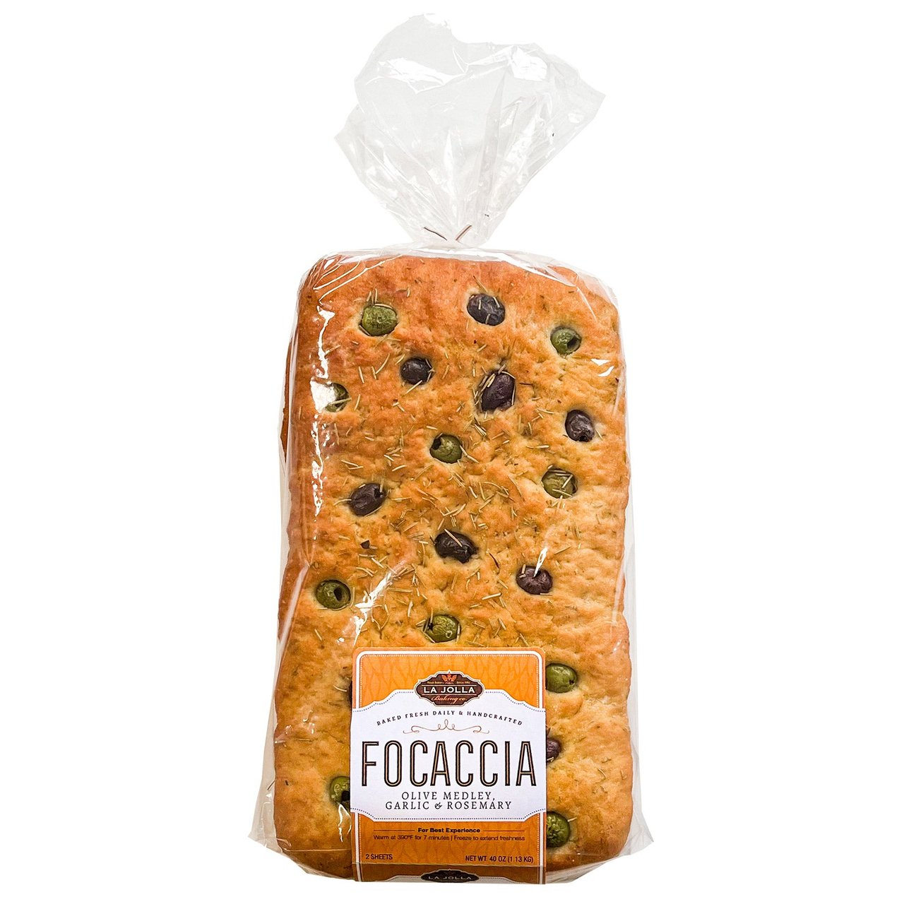 La Jolla Baking Co. Focaccia with Olives, Garlic & Rosemary, 2 ct / 40 oz - Image 1