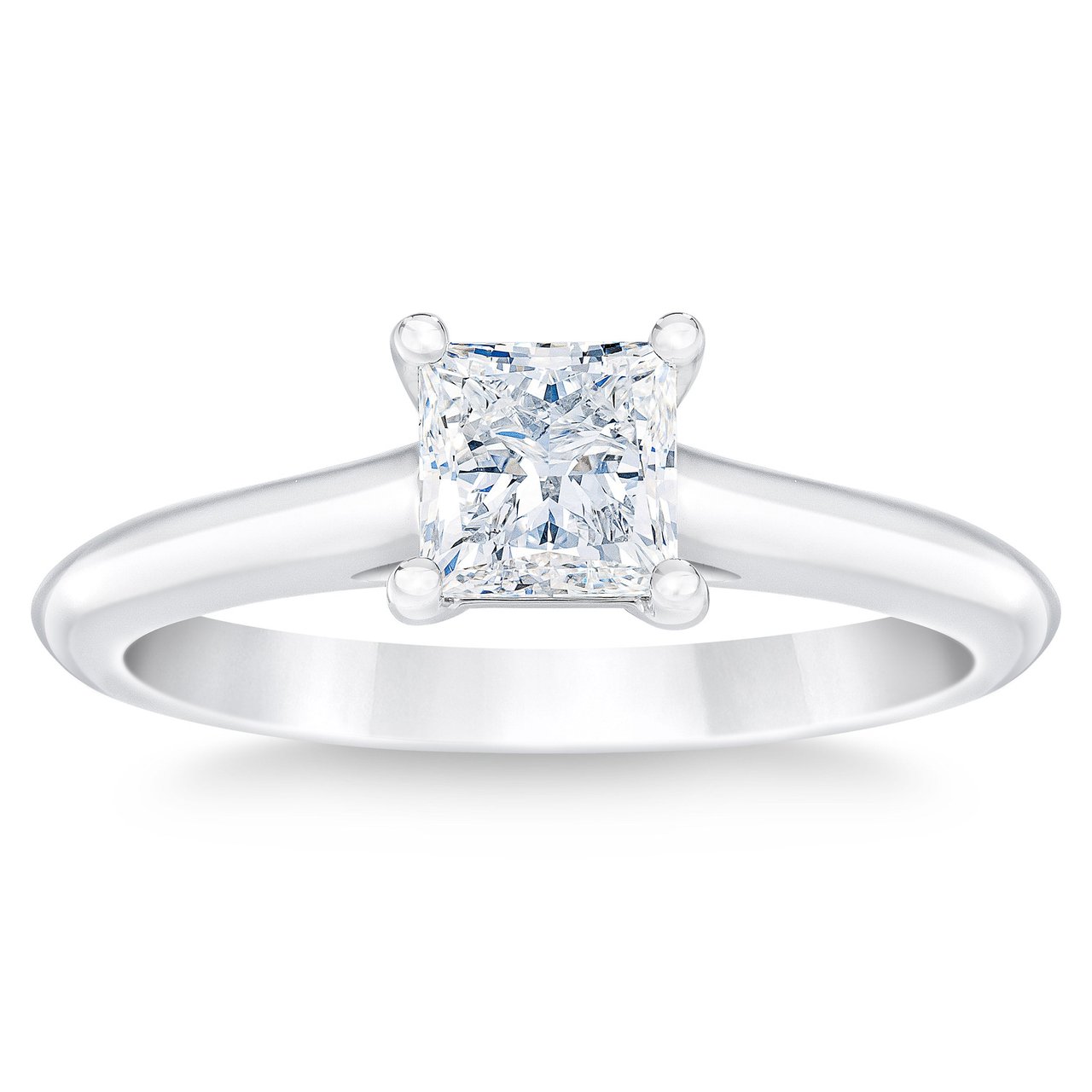 1.00 CT Princess Cut Platinum Solitaire Ring, VS2 Clarity, G Color - Image 1
