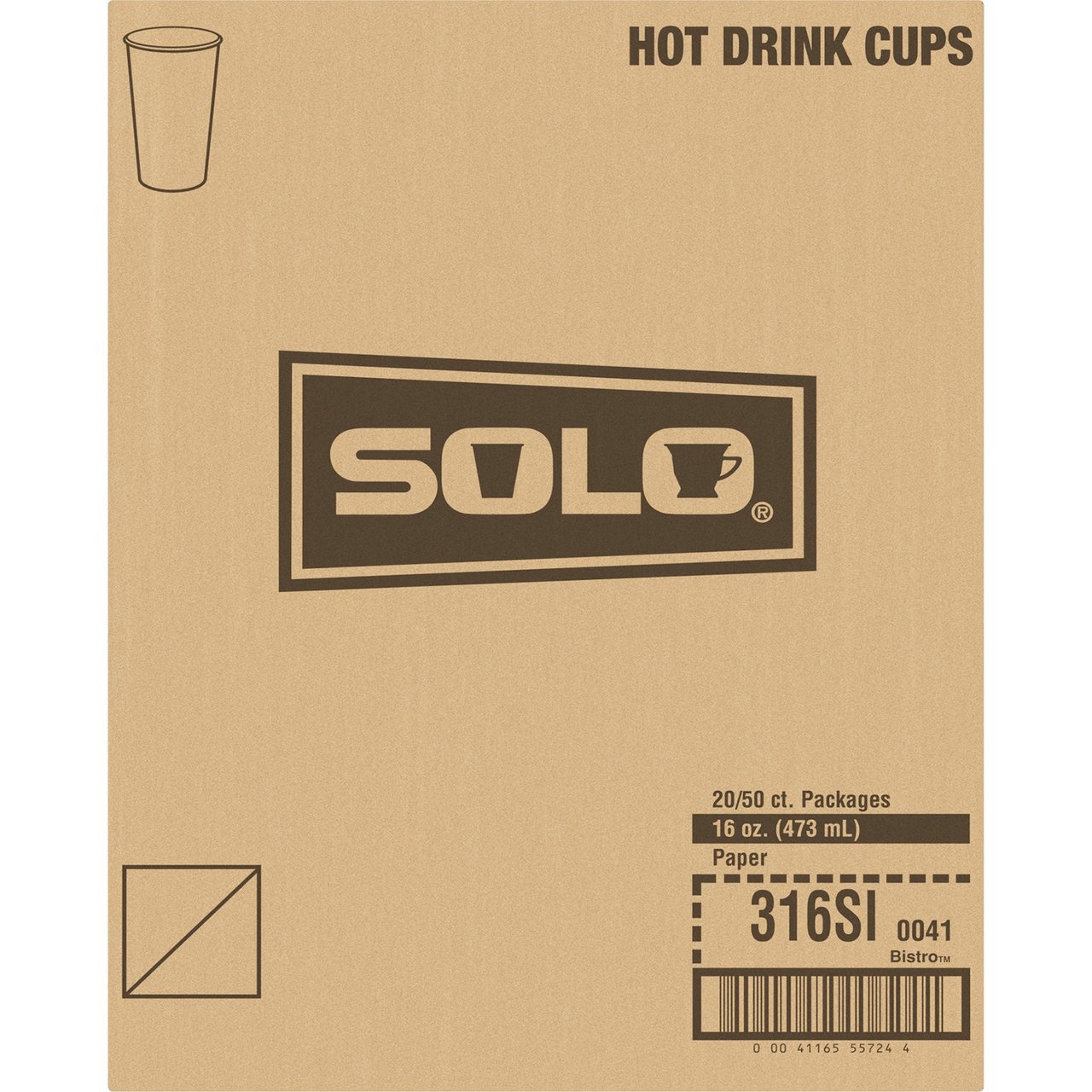 Solo Bistro Hot Cup 16 oz, 1000 Count - Image 1