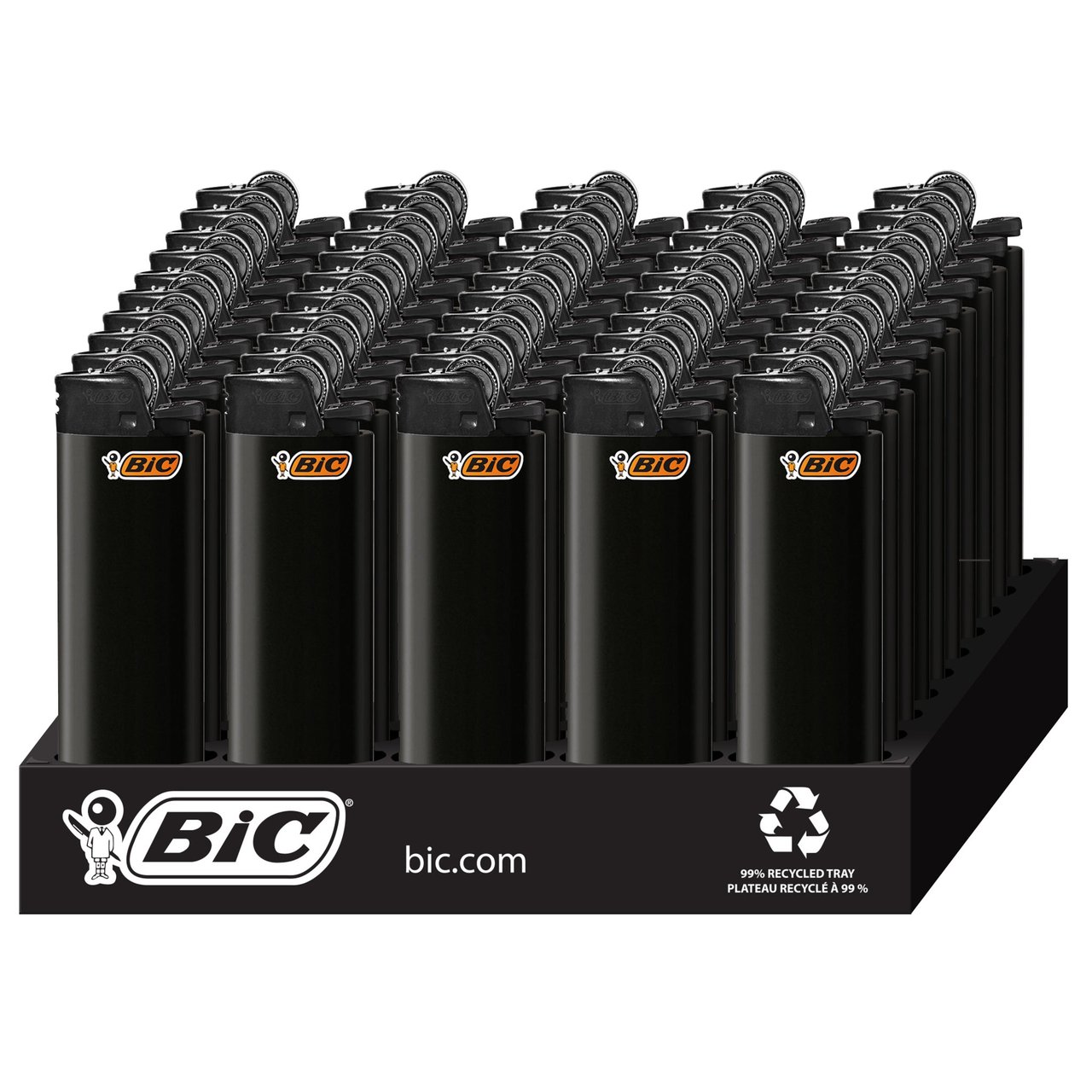 BIC Lighters All Black 50 CT Tray