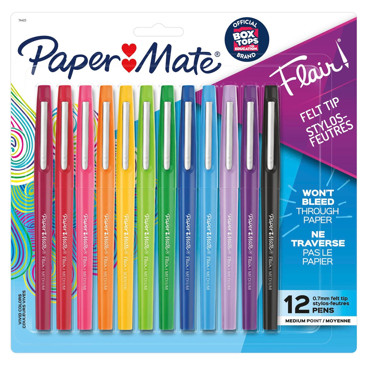 Paper Mate Flair Bold Point Felt Tip Pens, Assorted Colors, 12-Count - Image 1