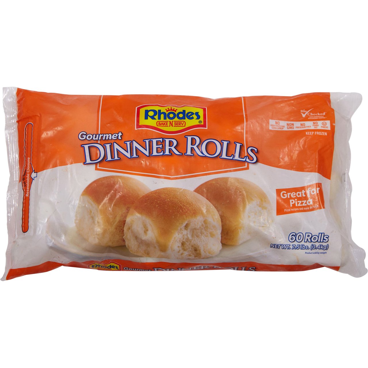 Rhodes International Gourmet White Dinner Rolls 60 CT 7.5 lbs - Image 1